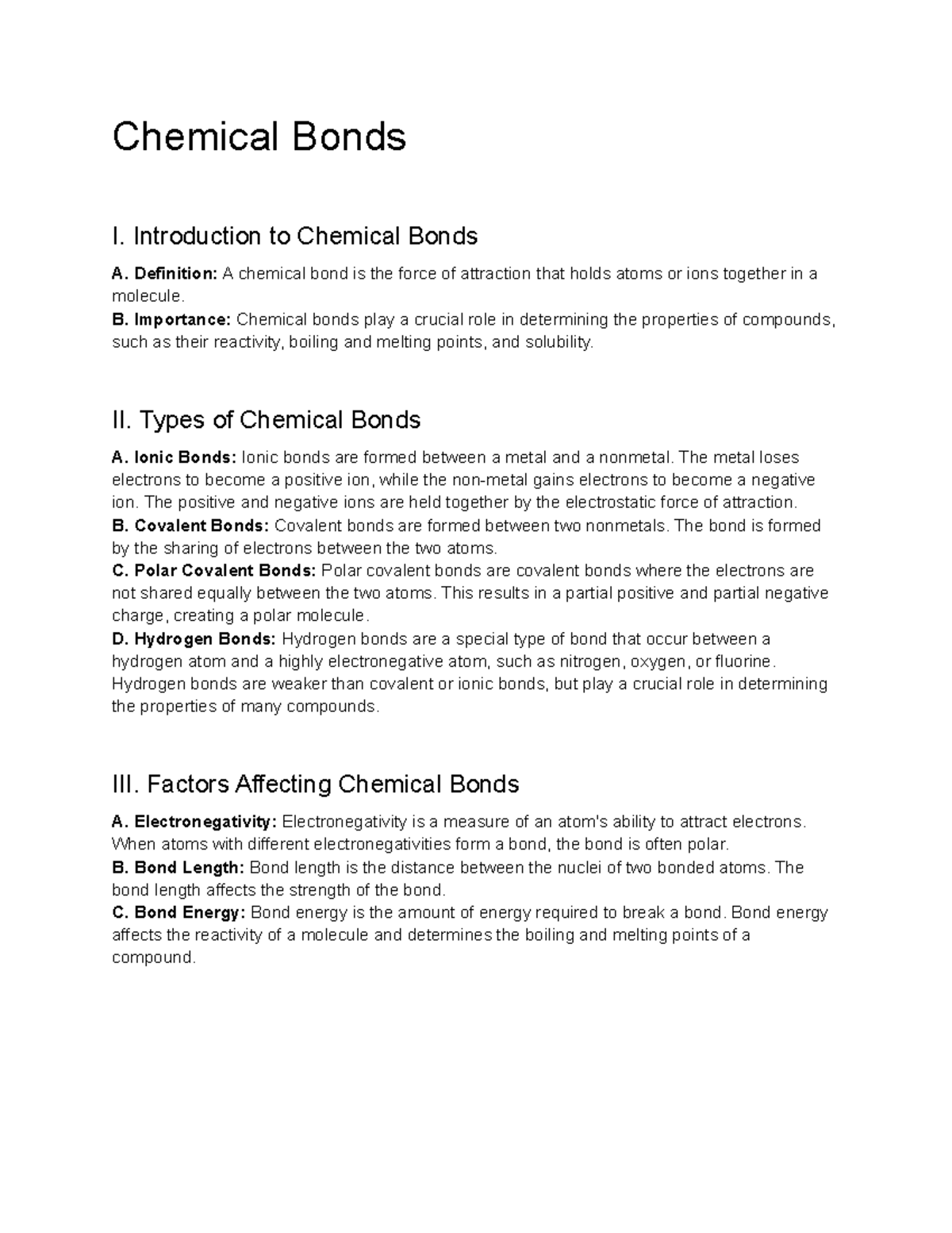 General Chemistry I Chm 1010 Lecture 9 Chemical Bonds Chemical General Chemistry I Chm 1010 Lecture 9 Chemical Bonds Chemical