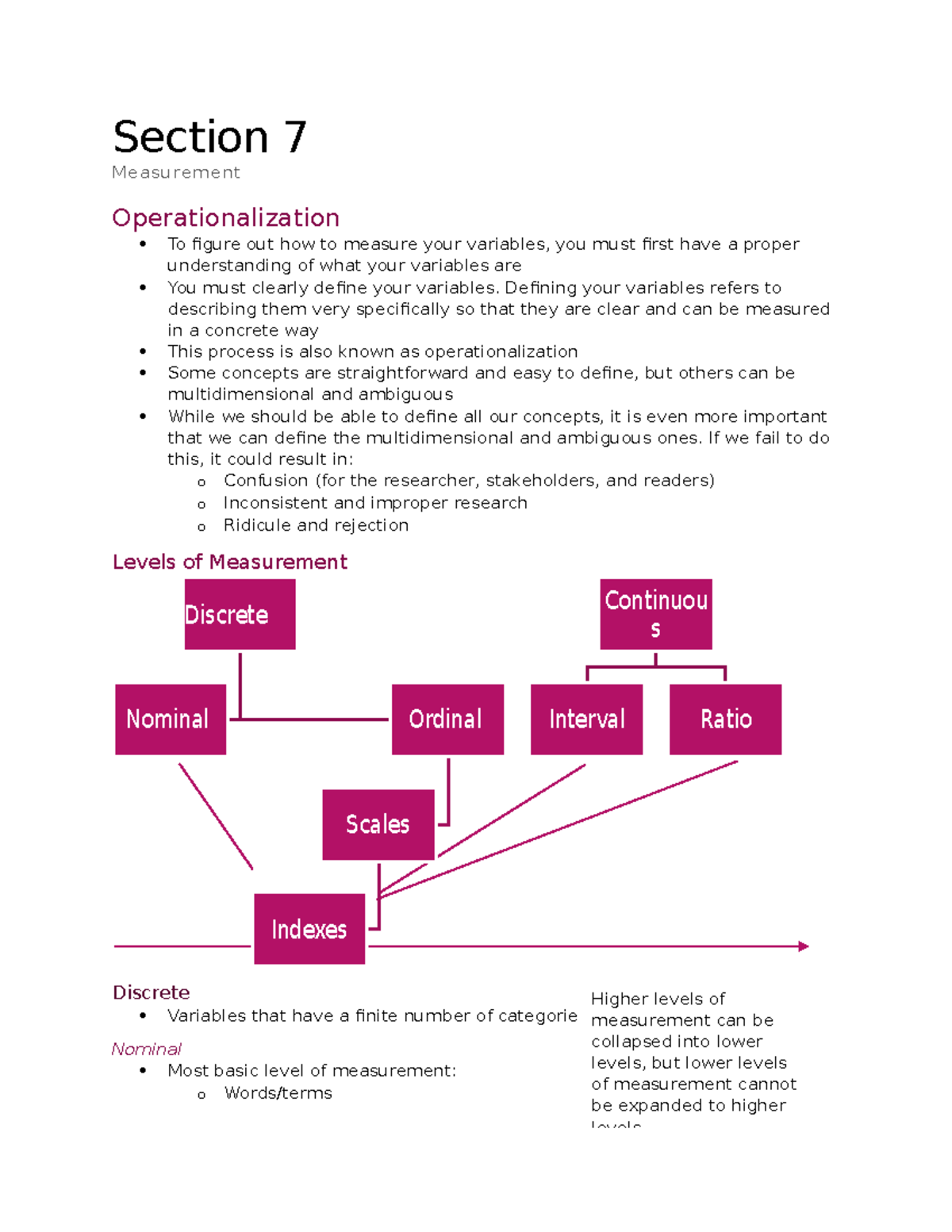 Section 7 - Measurement - Section 7 Measurement Operationalization To ...