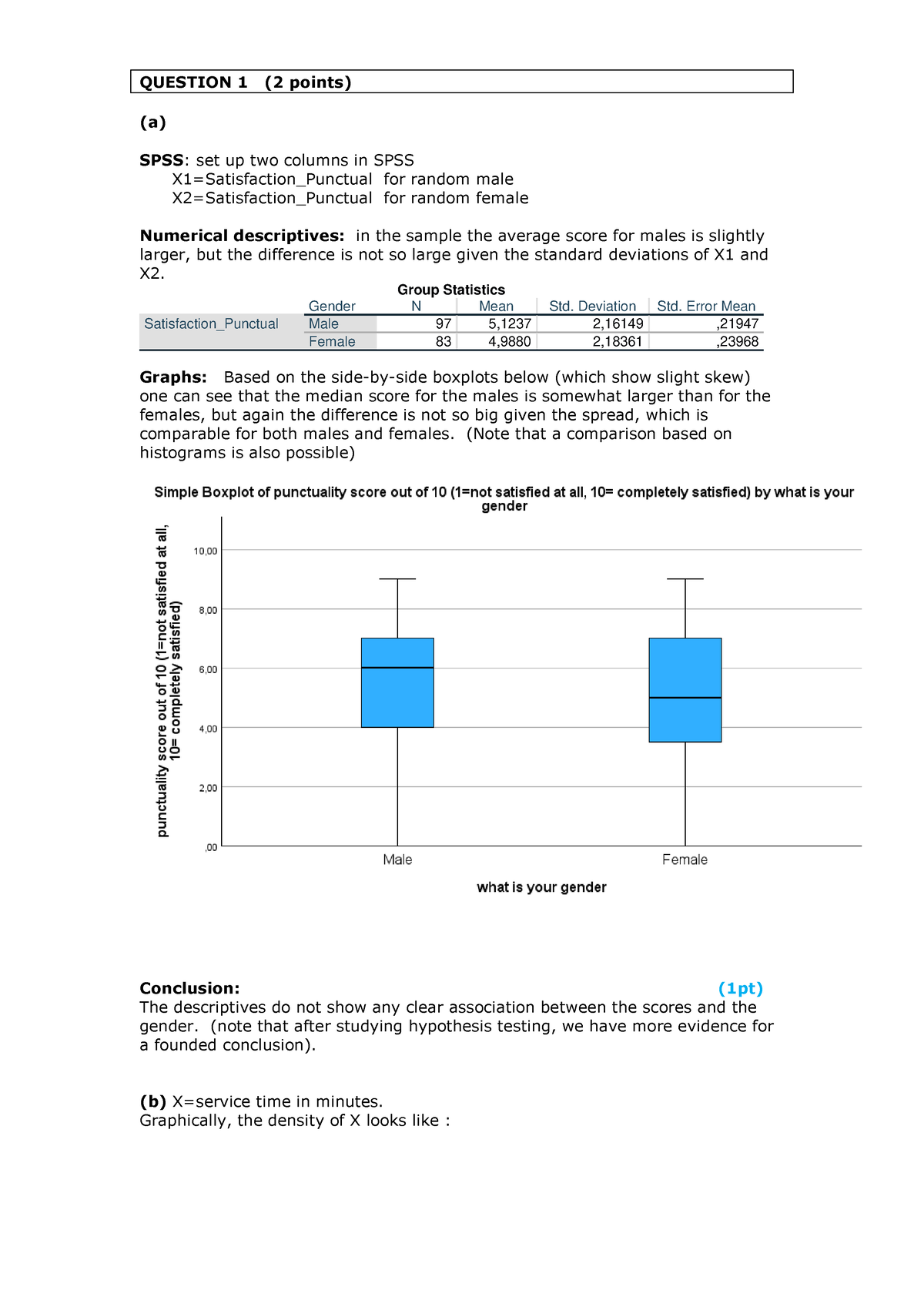 Stats 1 23:23 Trial exam Solutions - QUESTION 1 (2 points) (a) SPSS ...