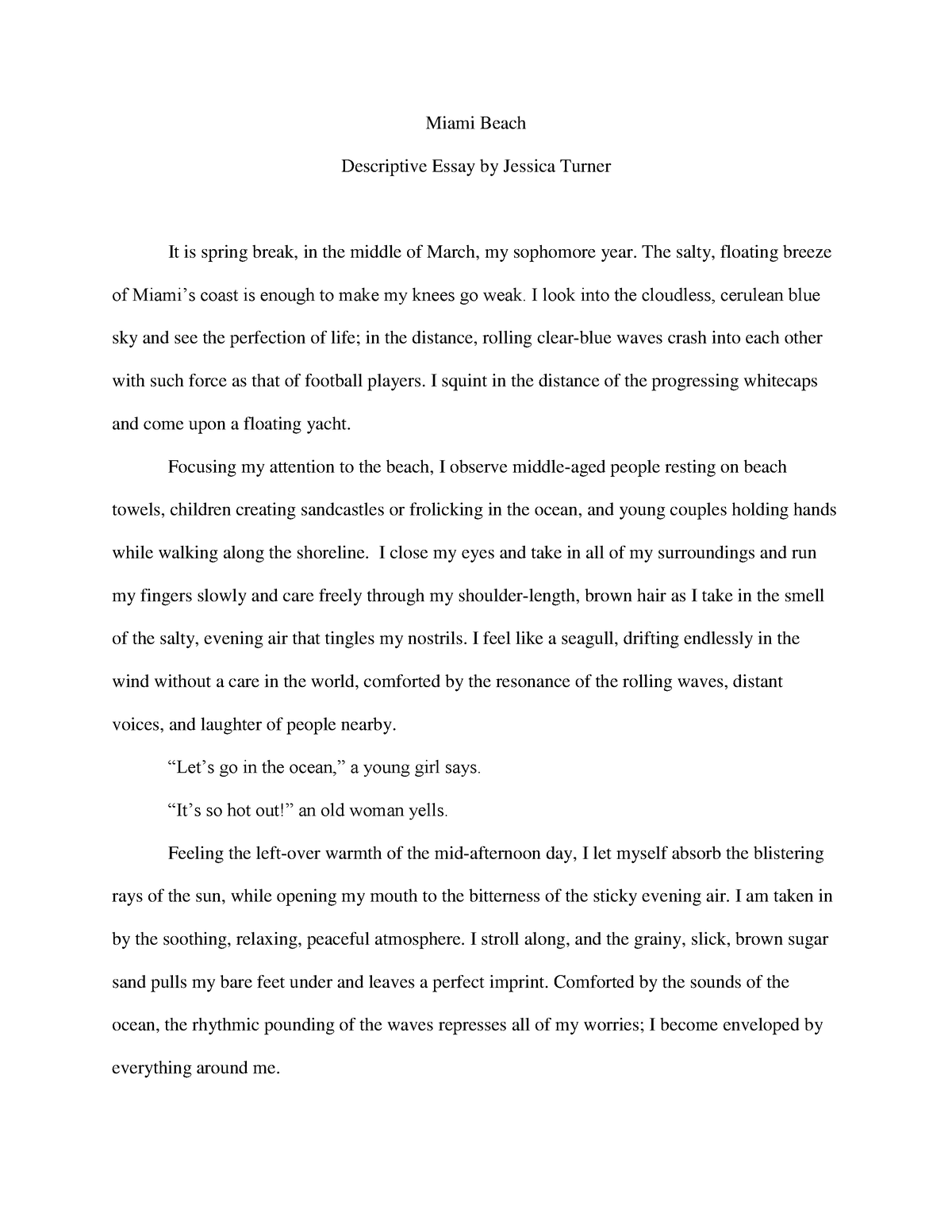 descriptive essay by jessica turner