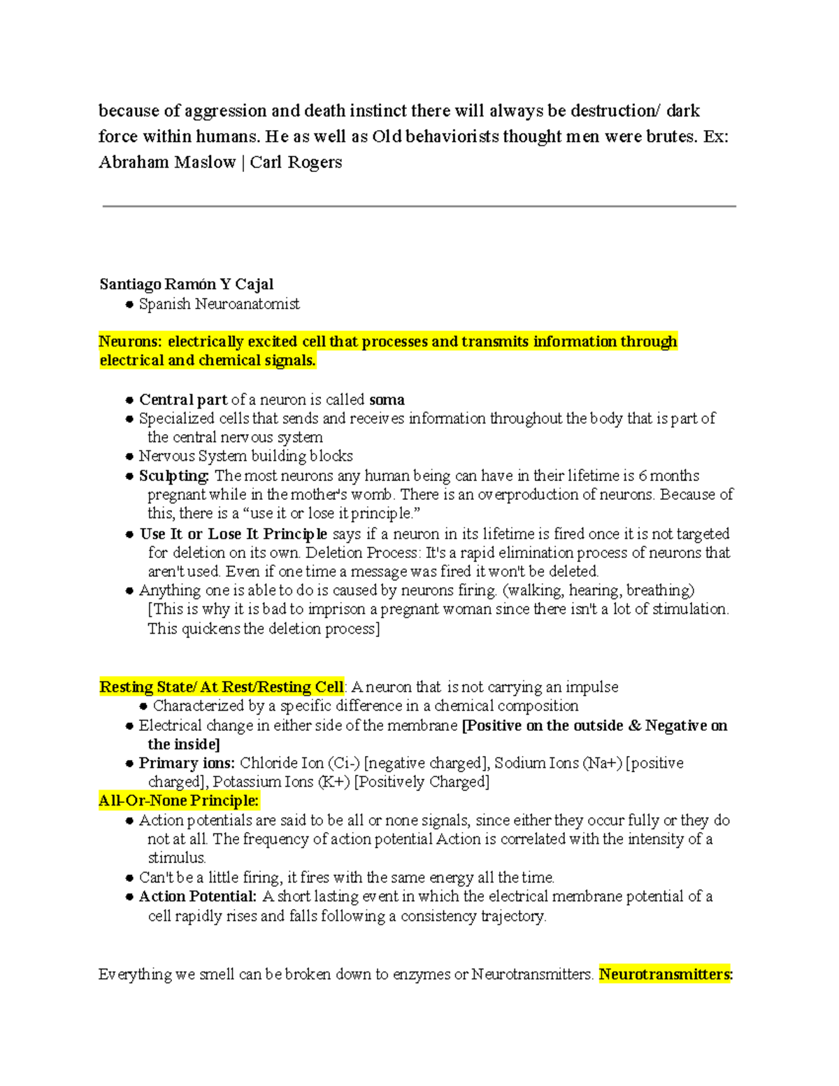 PSY 1101 Study Notes Part D - - Studocu