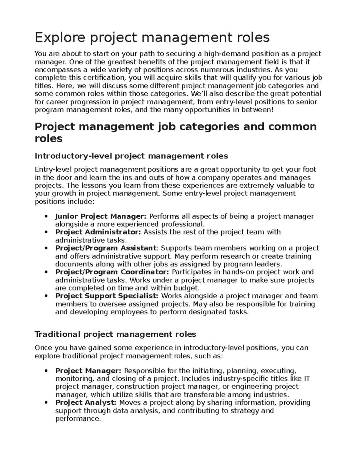 Explore project management roles - One of the greatest benefits of the ...