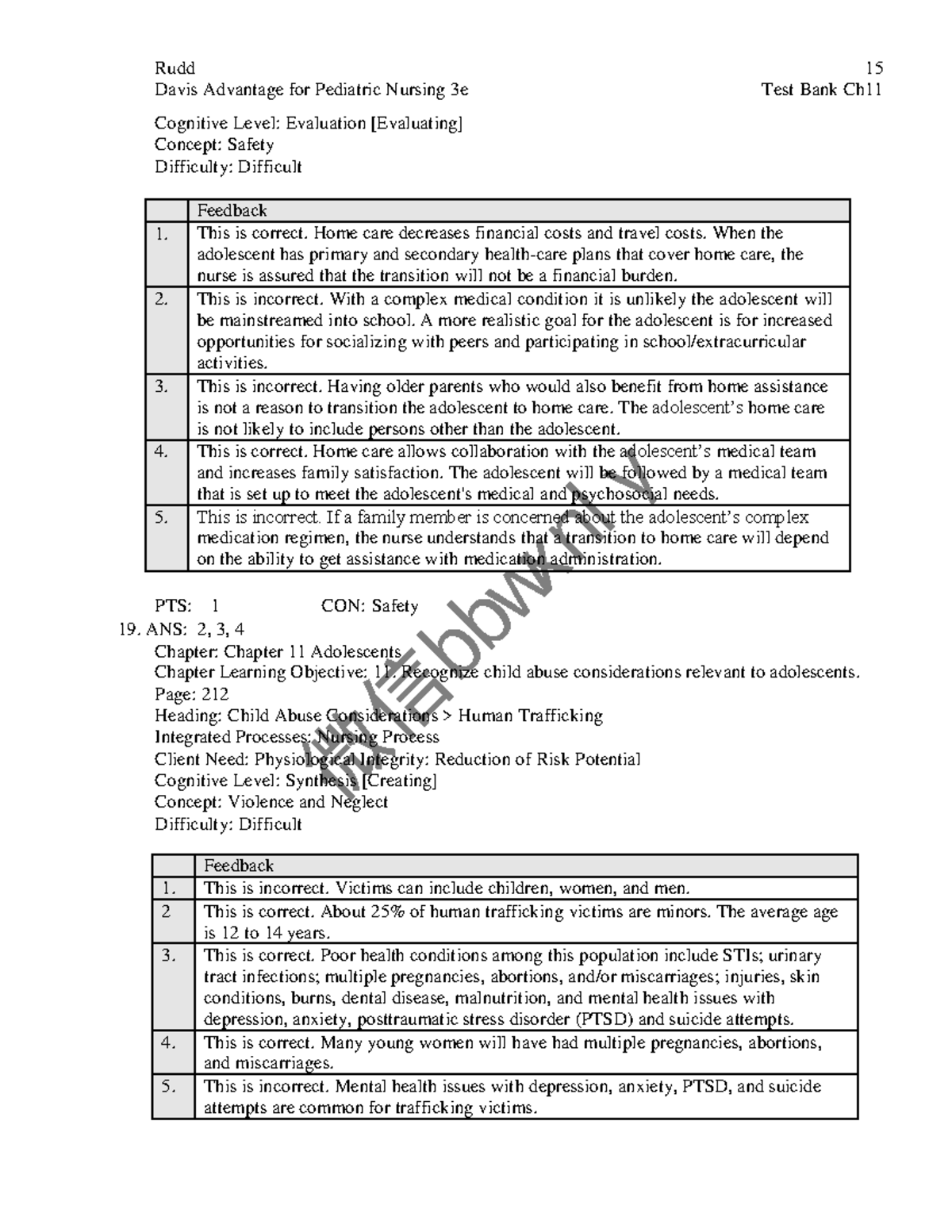 Test Bank Pediatric Nursing Critical Components Of Nursing Care 3rd