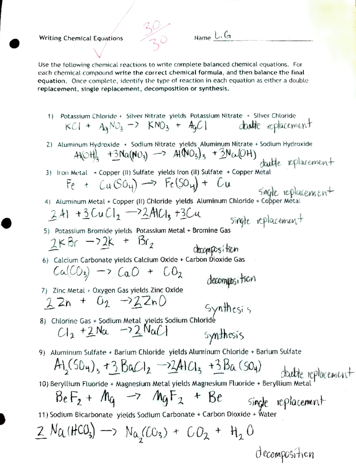 Adobe Scan Jun 12, 2023 (14) - Writing Chemical Equations Use the ...