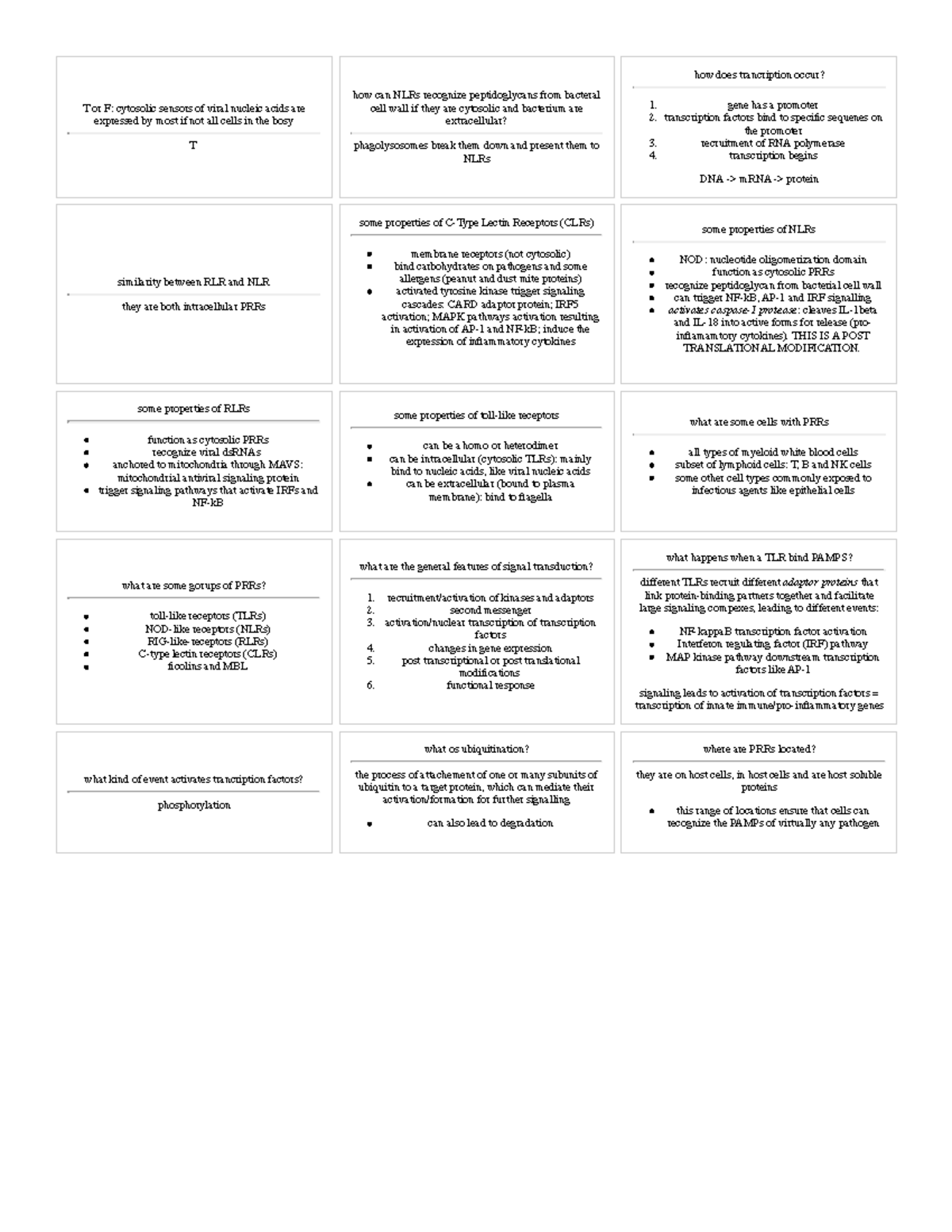 Lecture 6 flashcards T or F cytosolic sensors of viral nucleic