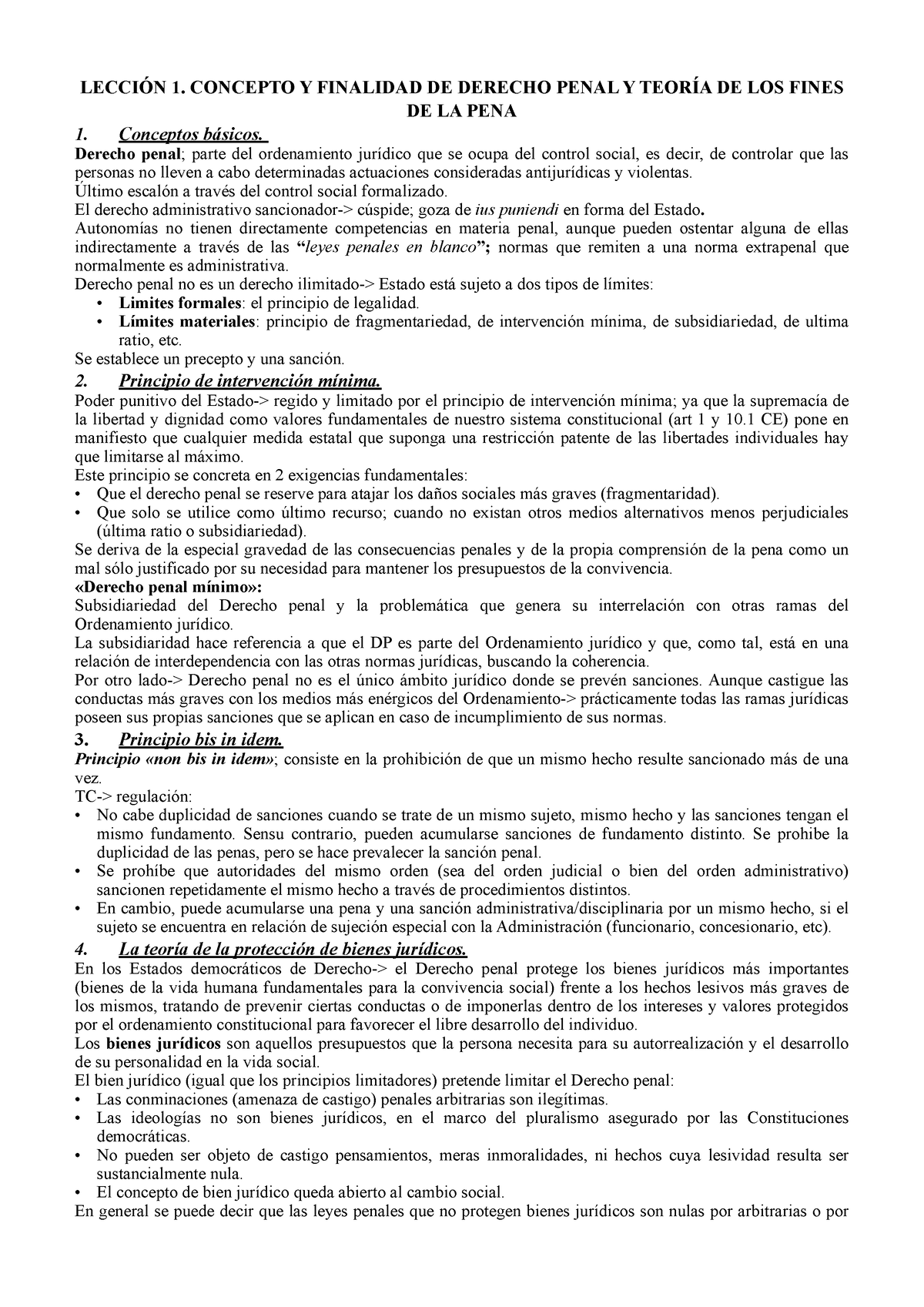 Penal Apuntes Completos LecciÓn 1 Concepto Y Finalidad De Derecho Penal Y TeorÍa De Los Fines 2377