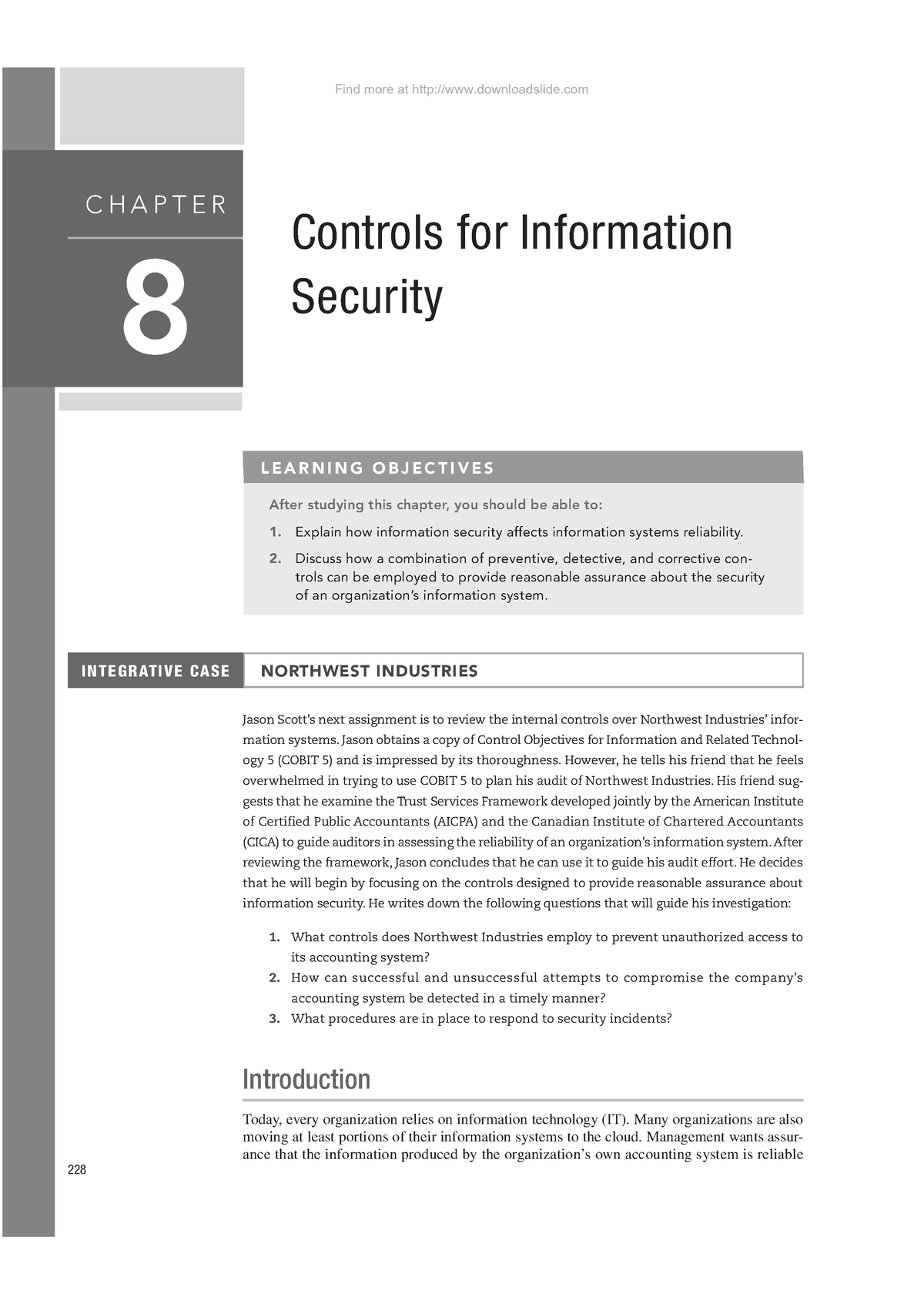 Ch8 Controls for Information system - 228 LEARNING OBJECTIVES After ...