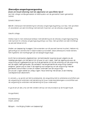 R voorbeeldbrief met fouten - reactie op zienswijze - Inholland