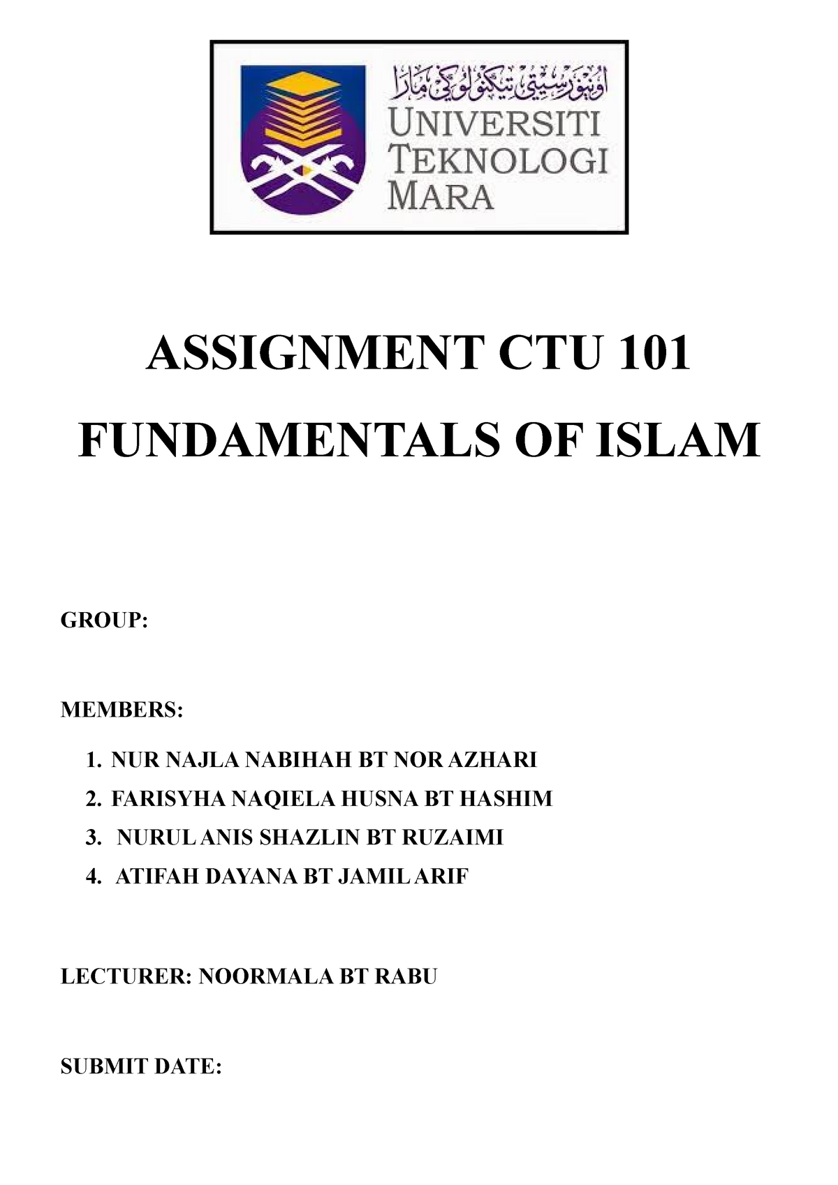 contoh assignment ctu101 uitm