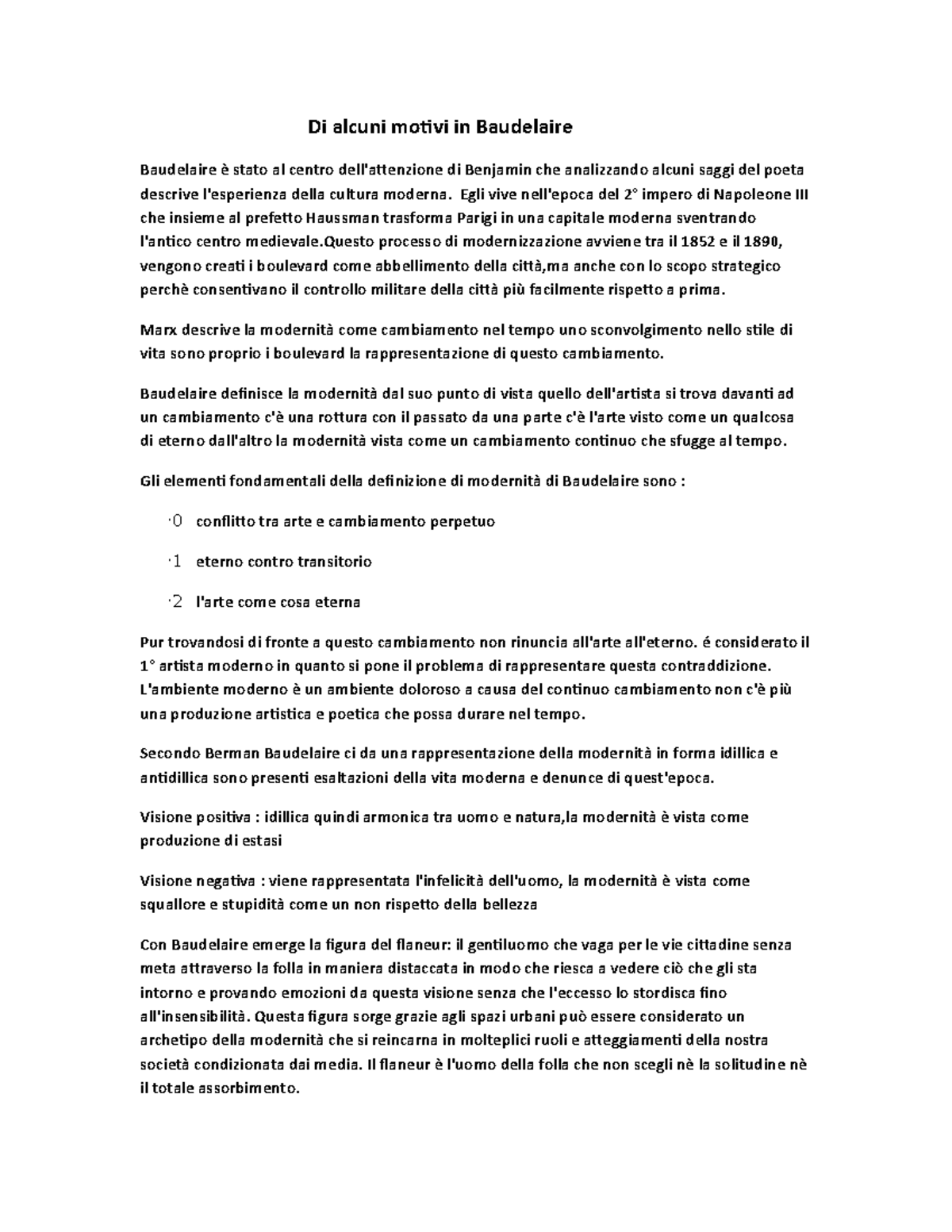 Di alcuni saggio Di alcuni motivi in Baudelaire Baudelaire è stato al centro dell'attenzione Di alcuni saggio Di alcuni motivi in Baudelaire Baudelaire è stato al centro dell'attenzione