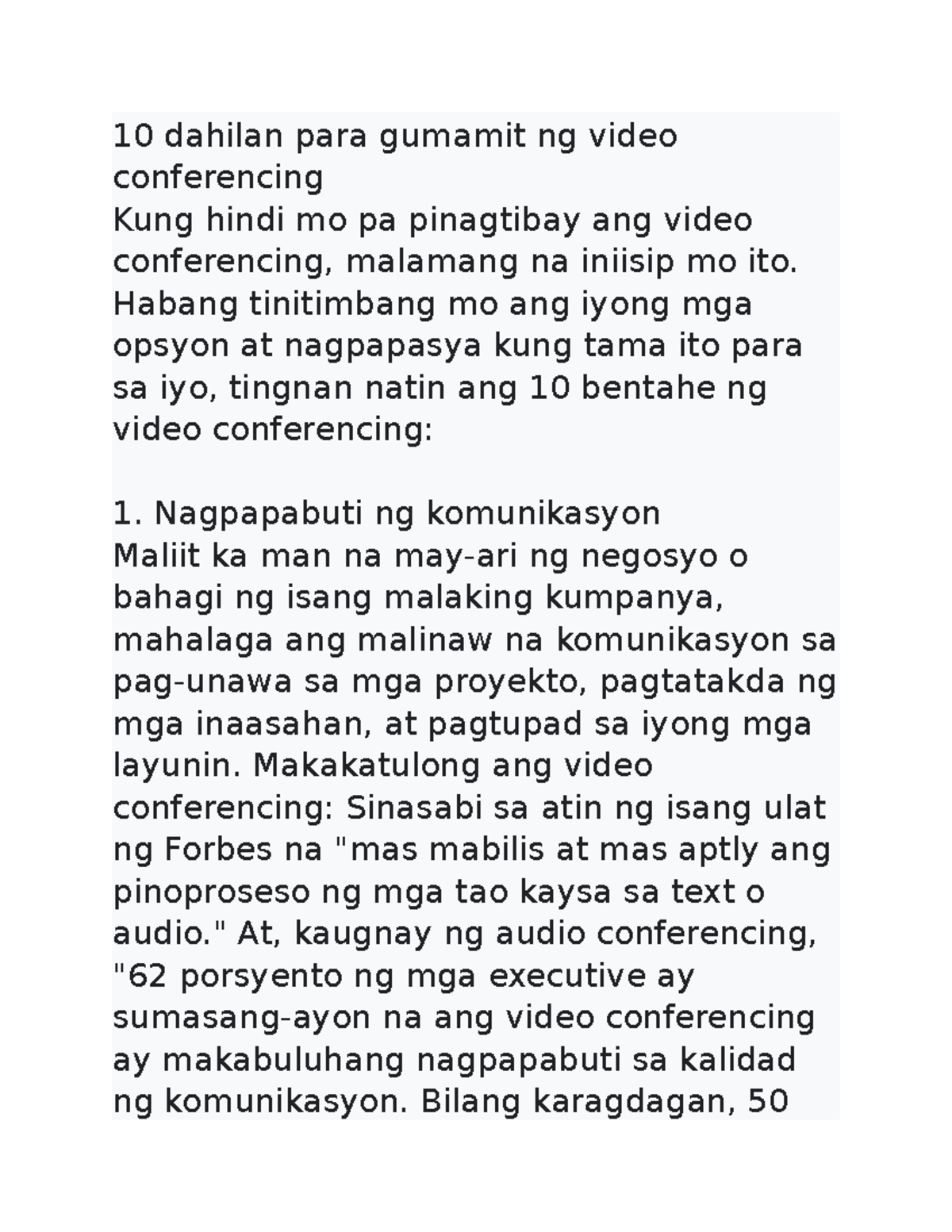 Notes Video Conferencing 10 dahilan para gumamit ng video