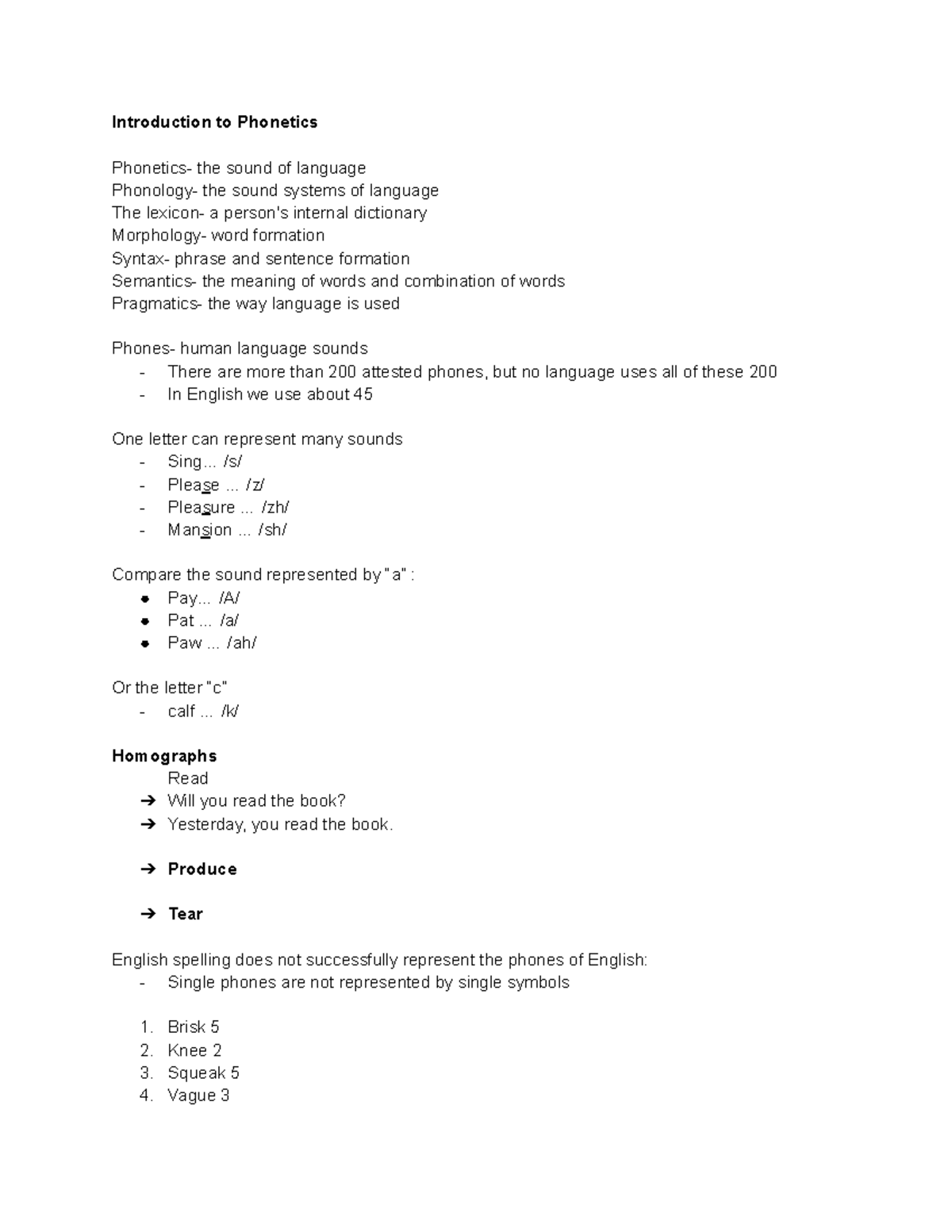 CSD 207 - Phonetics - Introduction to Phonetics Phonetics- the sound of ...