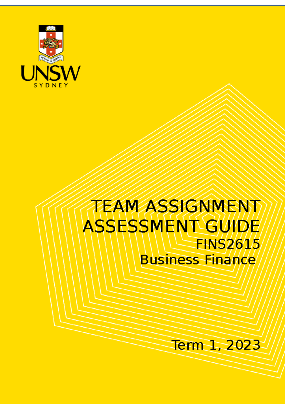 FINS2615 Team Assignment - Assessment Guide 2023 T1 - Term 1, 2023 TEAM ...