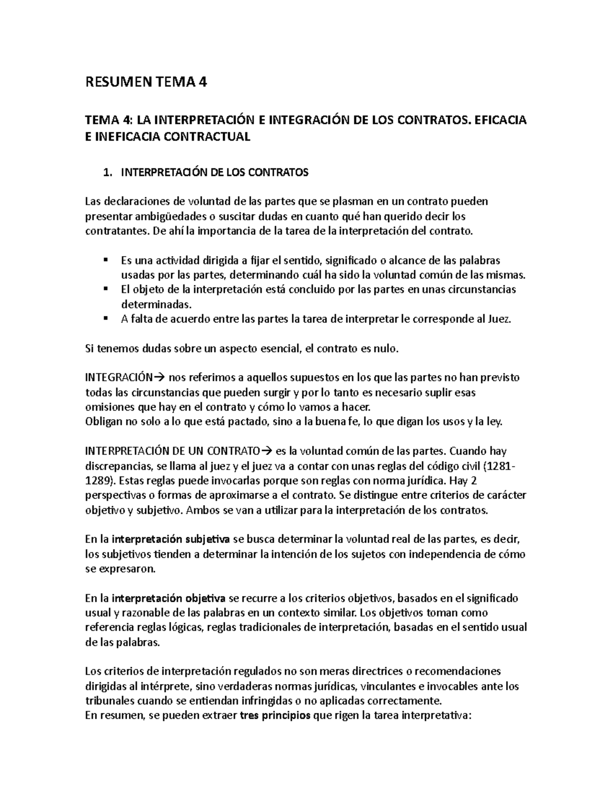 Resumen TEMA 4 - RESUMEN TEMA 4 TEMA 4: LA INTERPRETACIÓN E INTEGRACIÓN ...