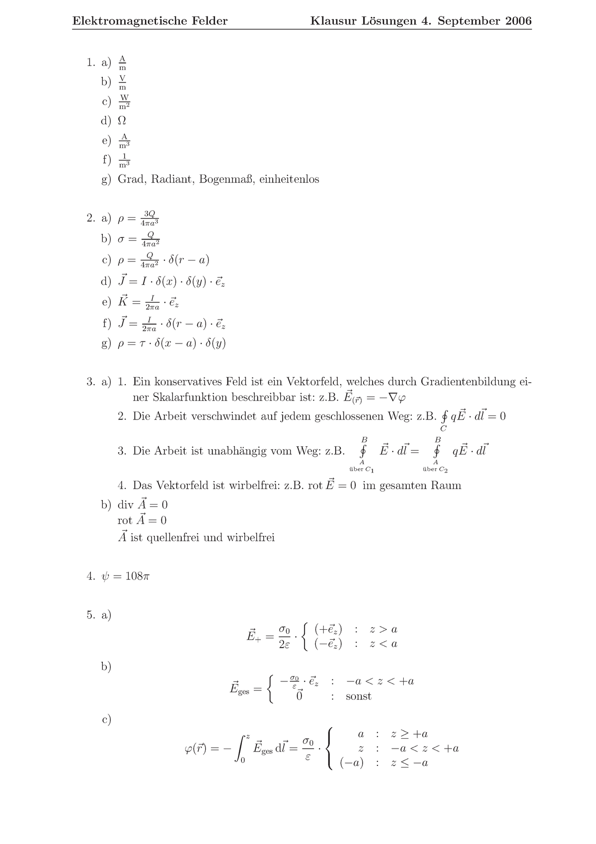 06h Losung Der Altklausur Elektromagnetische Felder Ii Studocu