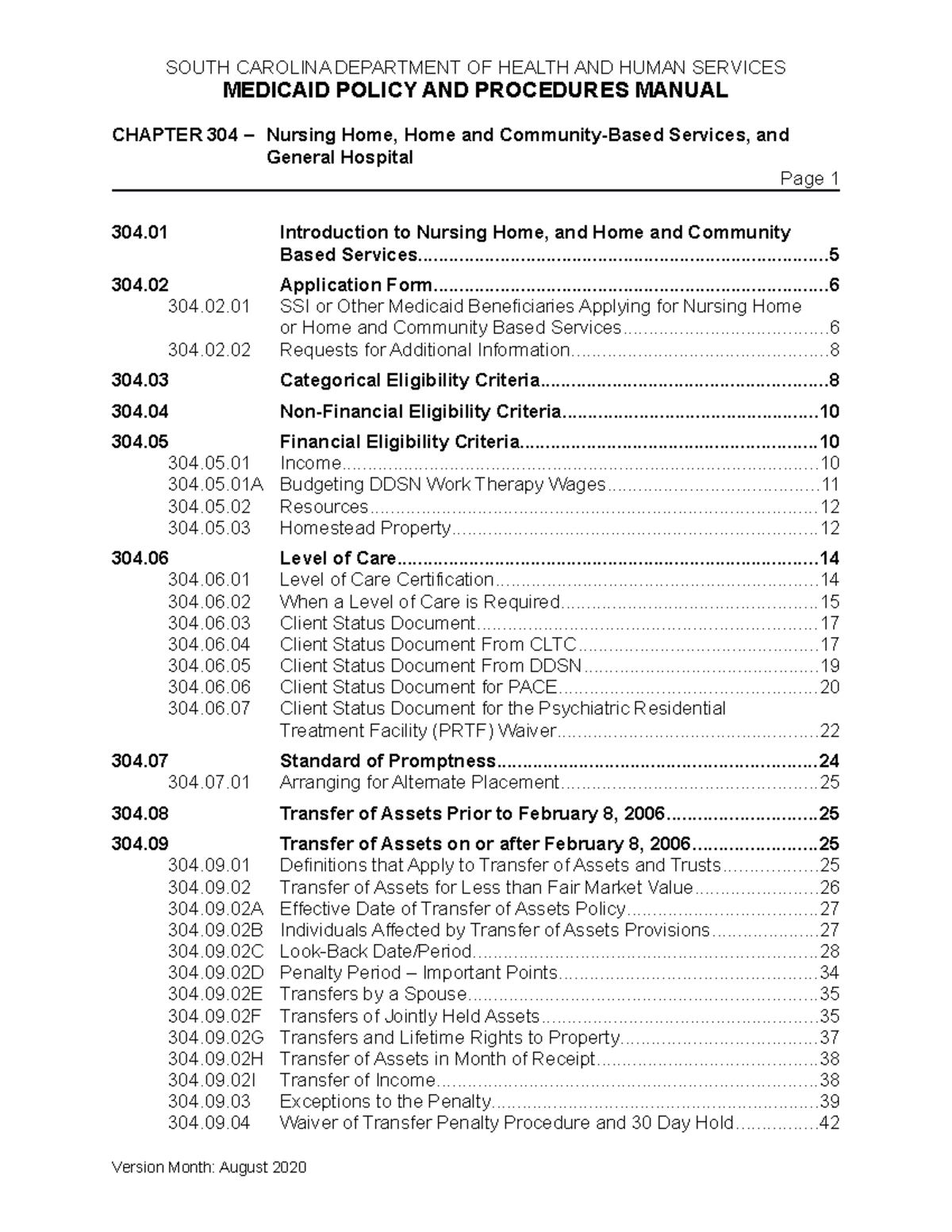 1 collopy MEDICAID POLICY AND PROCEDURES MANUAL CHAPTER 304