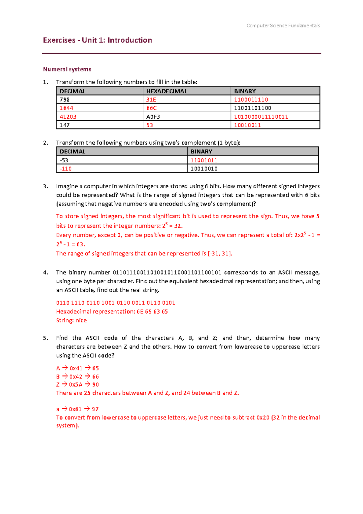 1 Exercises Solutions - Computer Science Fundamentals Exercises - Unit ...