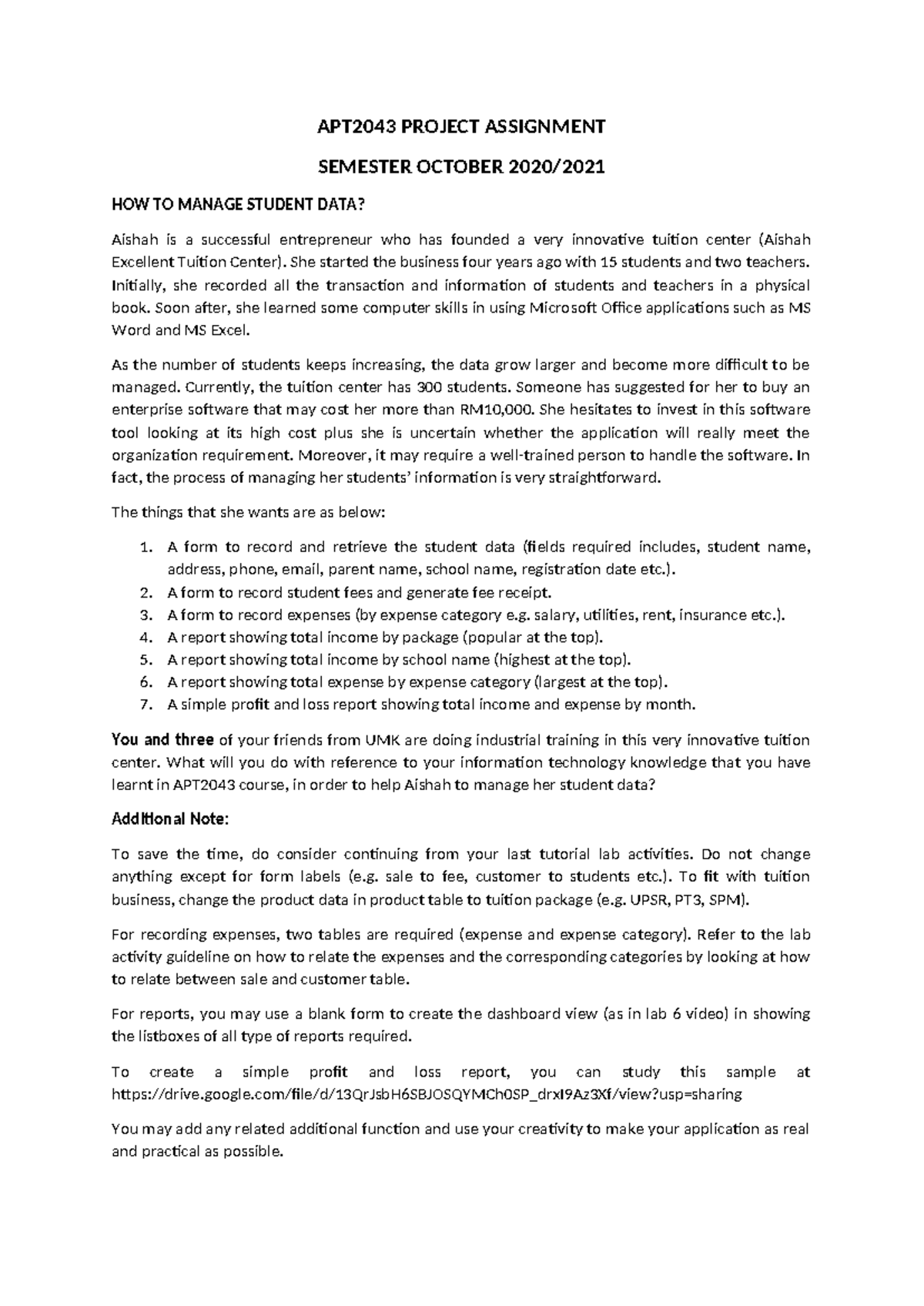 APT2043 Project Assignment October 2020-2021 - APT2043 PROJECT ...