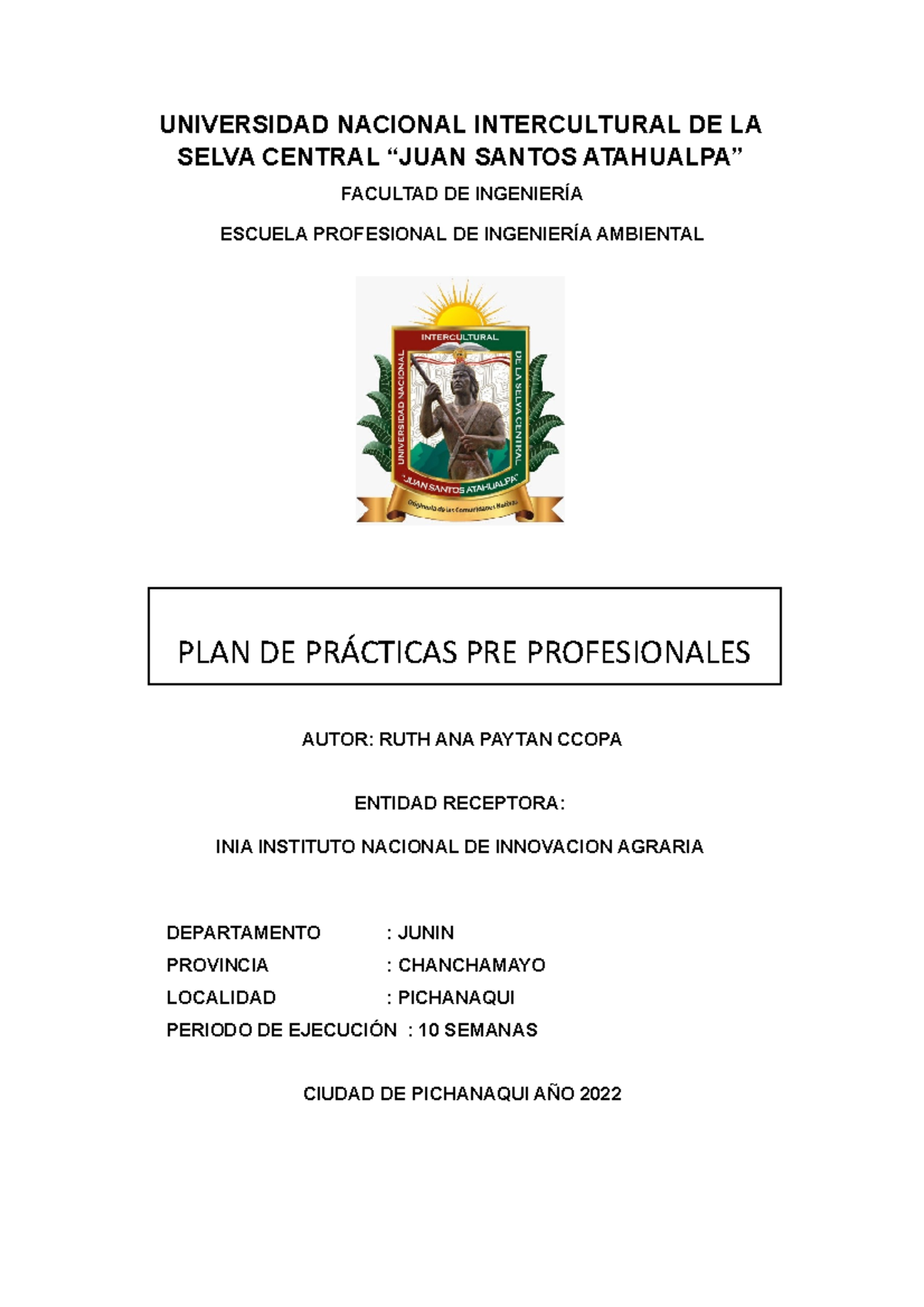 Universidad Nacional Intercultural DE LA Selva Central - UNIVERSIDAD ...