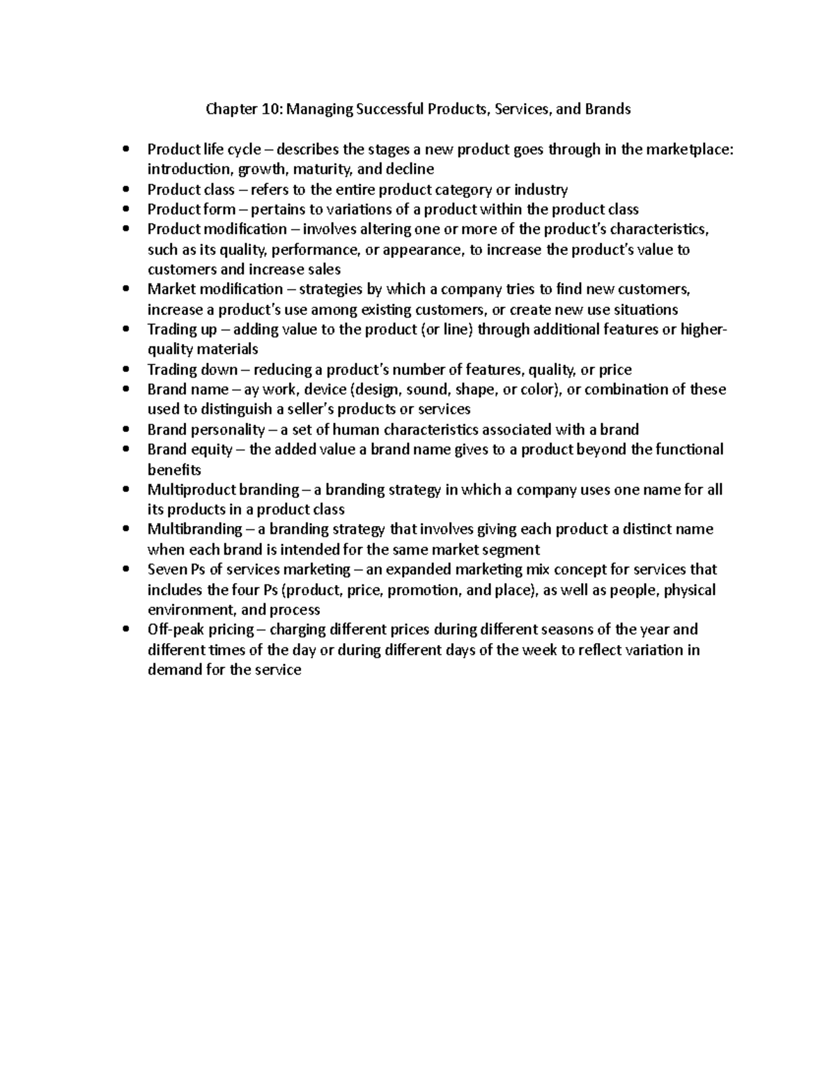 MKTG Chapter 10 Notes - Chapter 10: Managing Successful Products ...