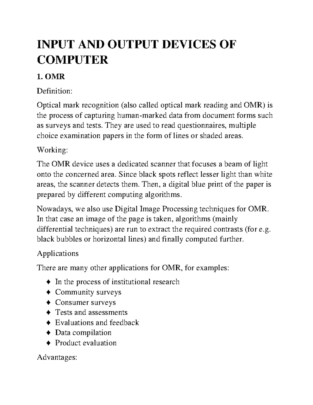 Input AND Output Devices OF Computer - INPUT AND OUTPUT DEVICES OF ...