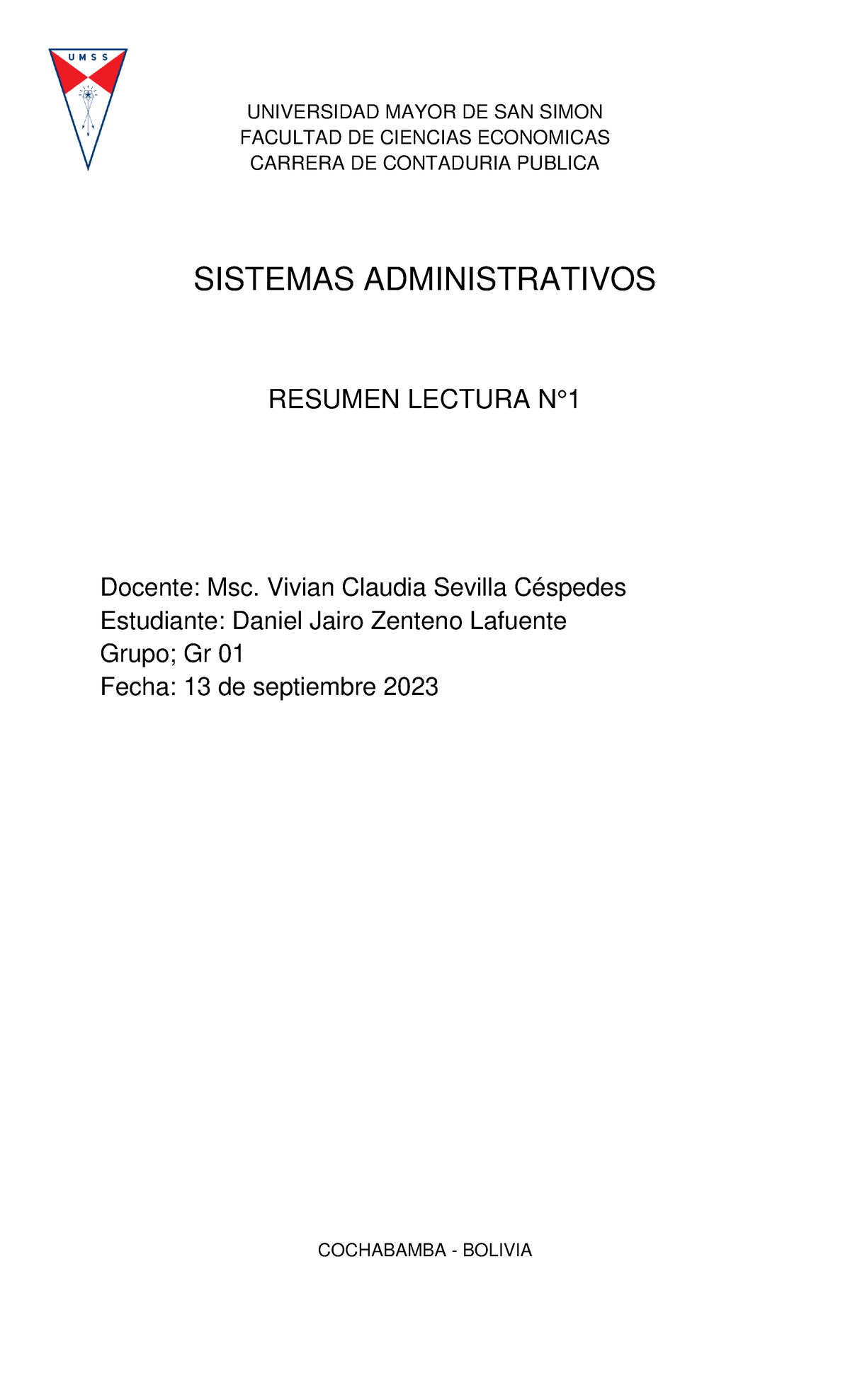 Lectura 1 - Complementacion - UNIVERSIDAD MAYOR DE SAN SIMON FACULTAD DE  CIENCIAS ECONOMICAS CARRERA - Studocu