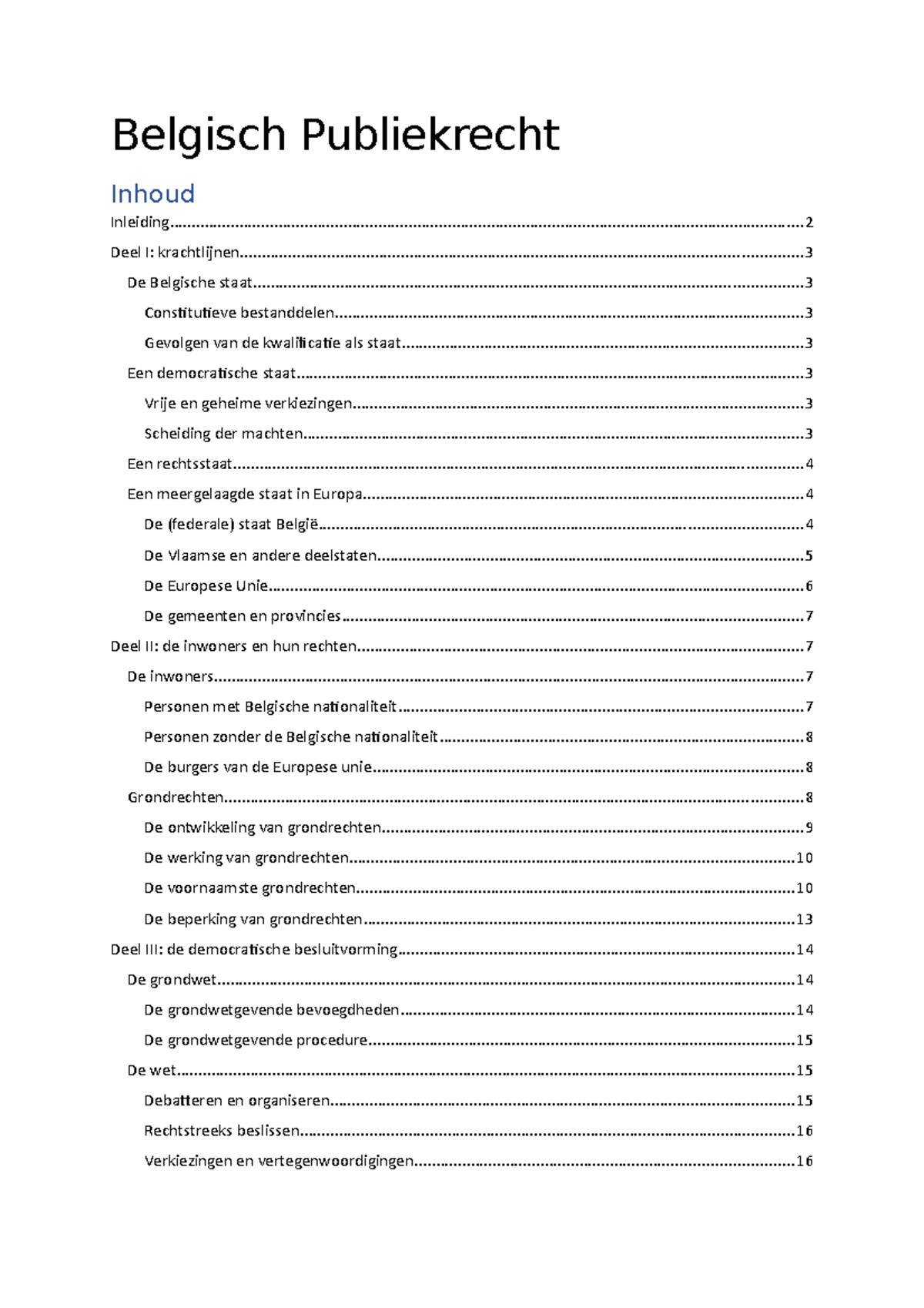 Belgisch Publiekrecht Samenvatting - Belgisch Publiekrecht - Studocu