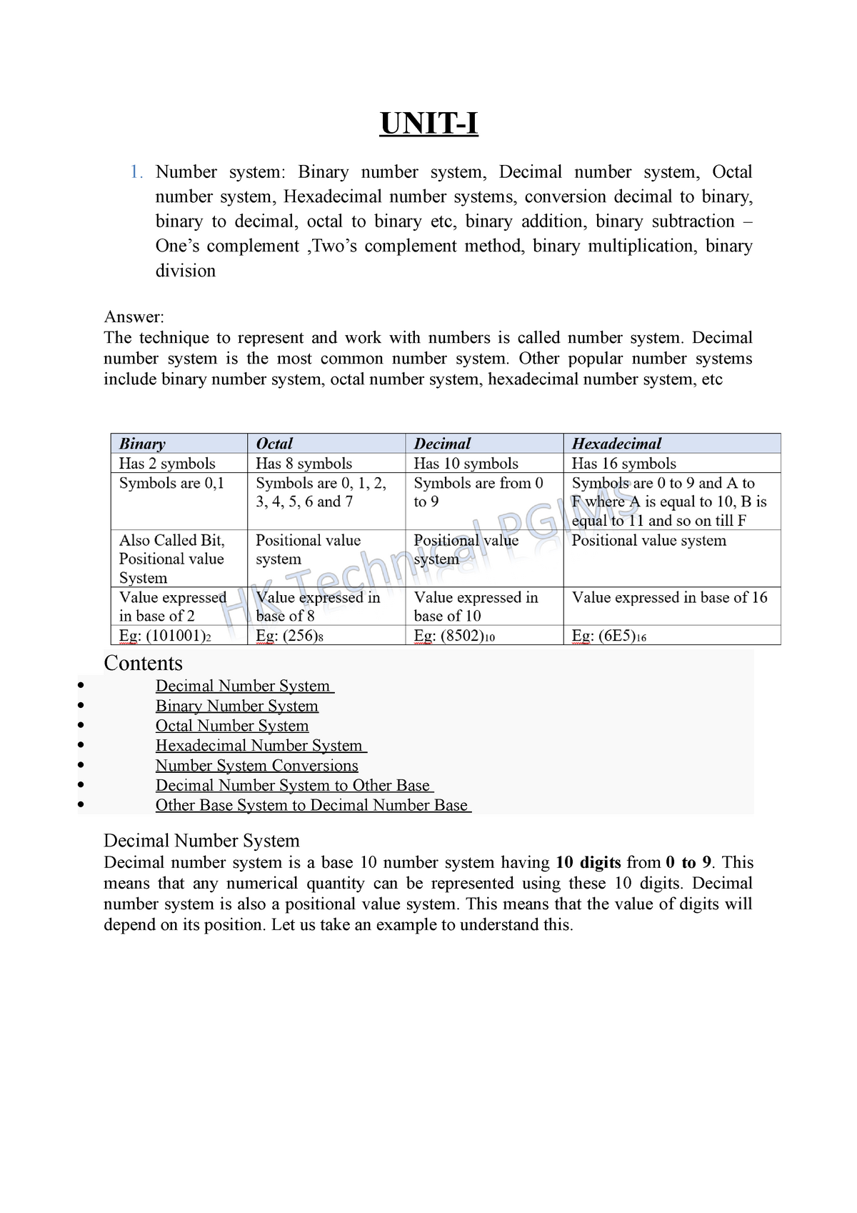 t-notes-nothing-unit-i-number-system-binary-number-system-decimal