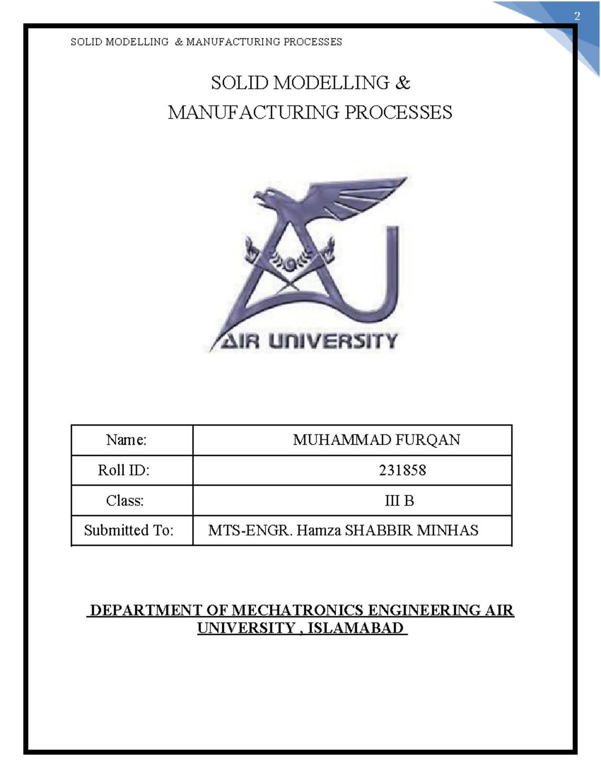 L6-231858 - this lab 6 by shabir minhas - SOLID MODELLING ...