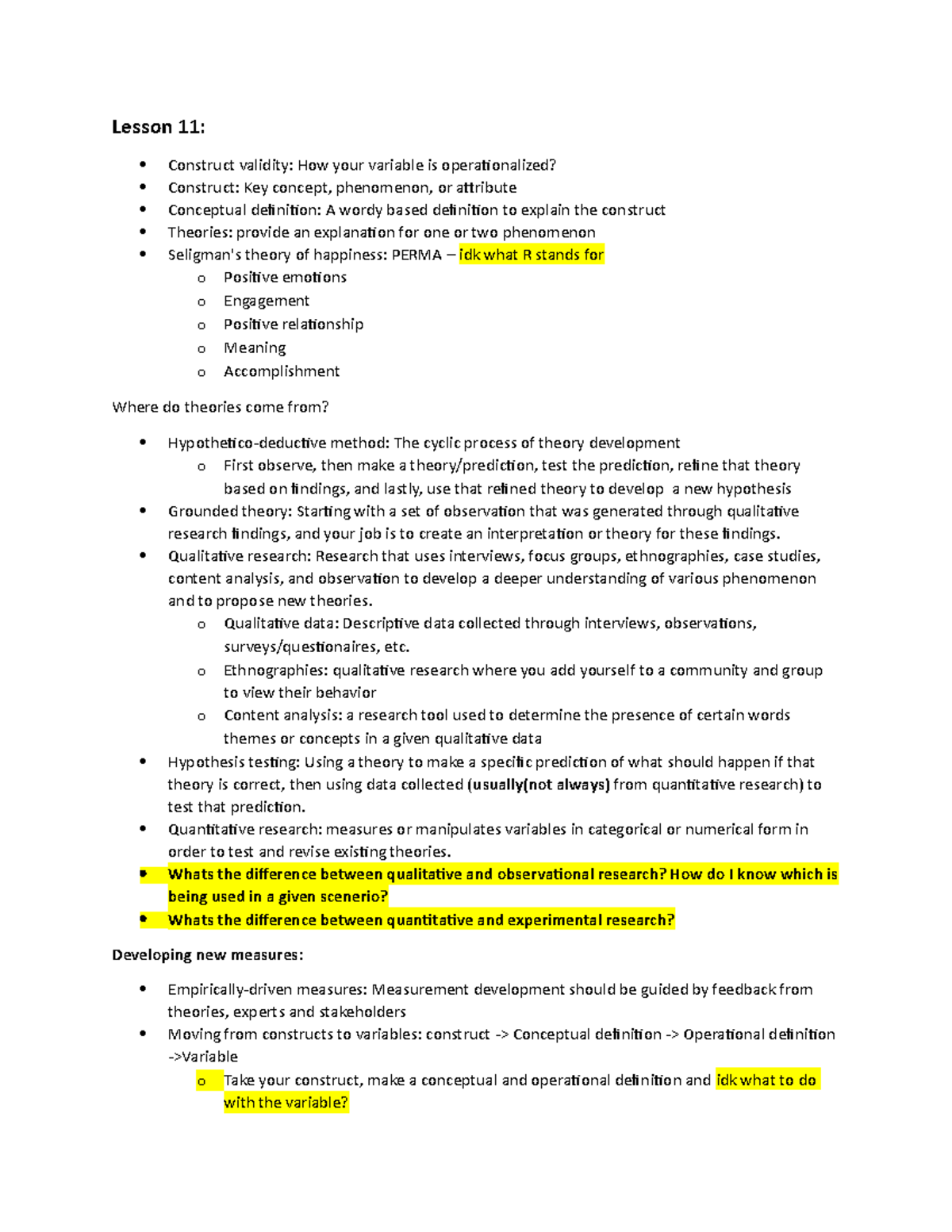 Midterm 2 - Lesson 11: Construct validity: How your variable is ...