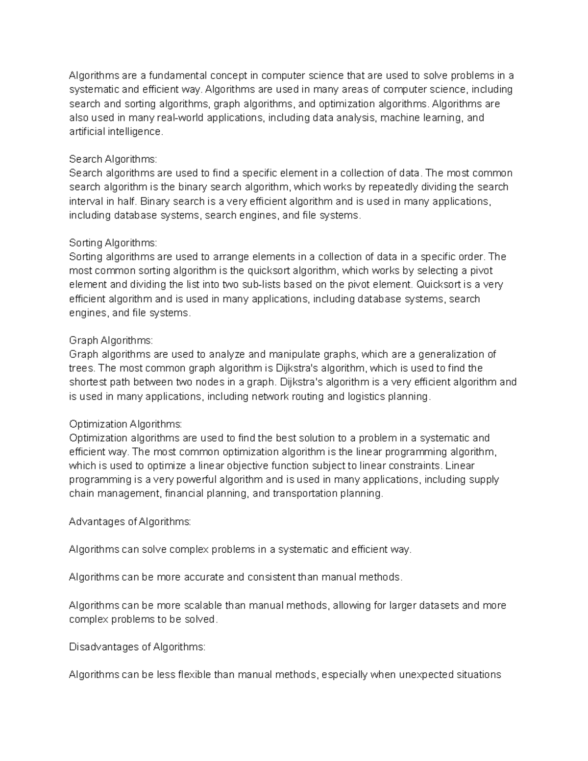 Practical Application of Algorithms - Algorithms are a fundamental ...