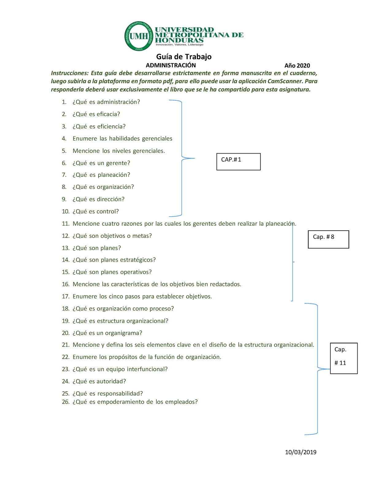 2. Guia # 1 - Guía - Guía De Trabajo ADMINISTRACIÓN Año 2020 10/03 ...