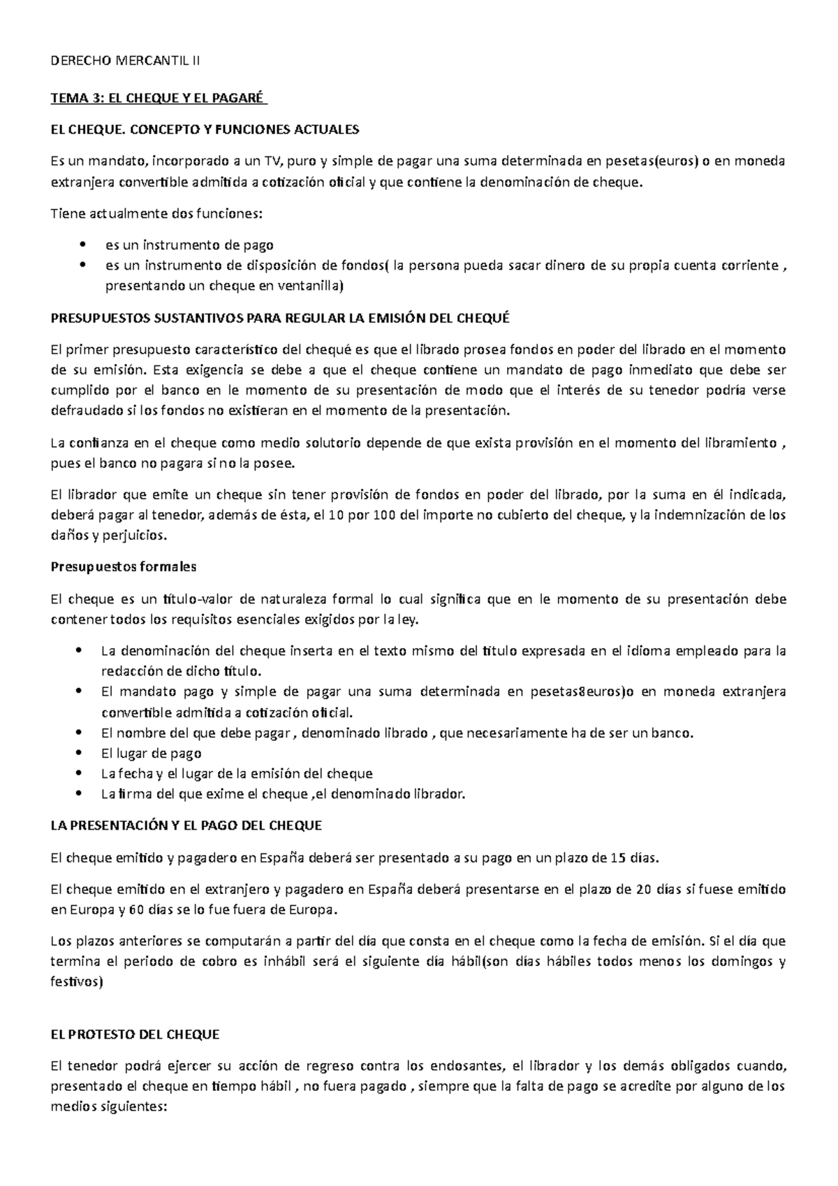 Tema 3 Apuntes T 3 Derecho Mercantil Ii Tema 3 El Cheque Y El PagarÉ El Cheque Concepto Y 4835