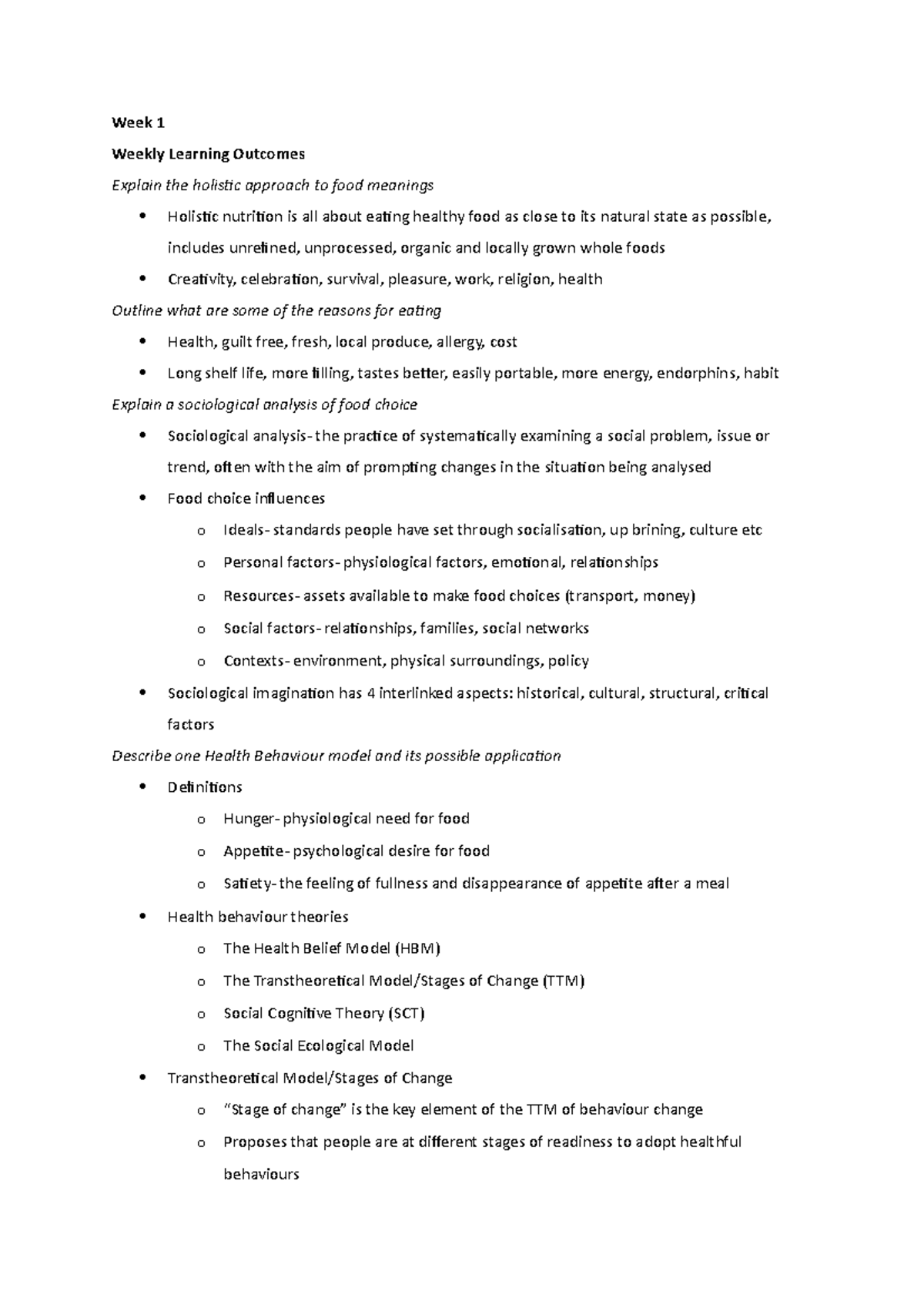 Week 1 learning outcomes - Week 1 Weekly Learning Outcomes Explain the ...