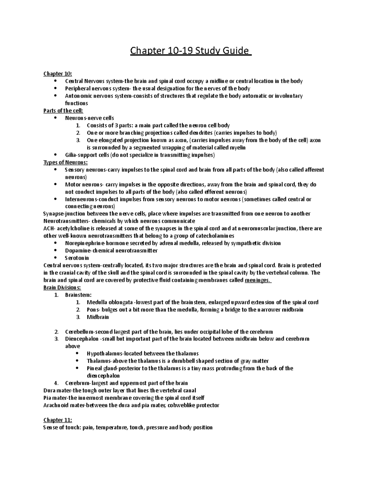 Chapter 10-19 Study Guide - Chapter 10-19 Study Guide Chapter 10 ...