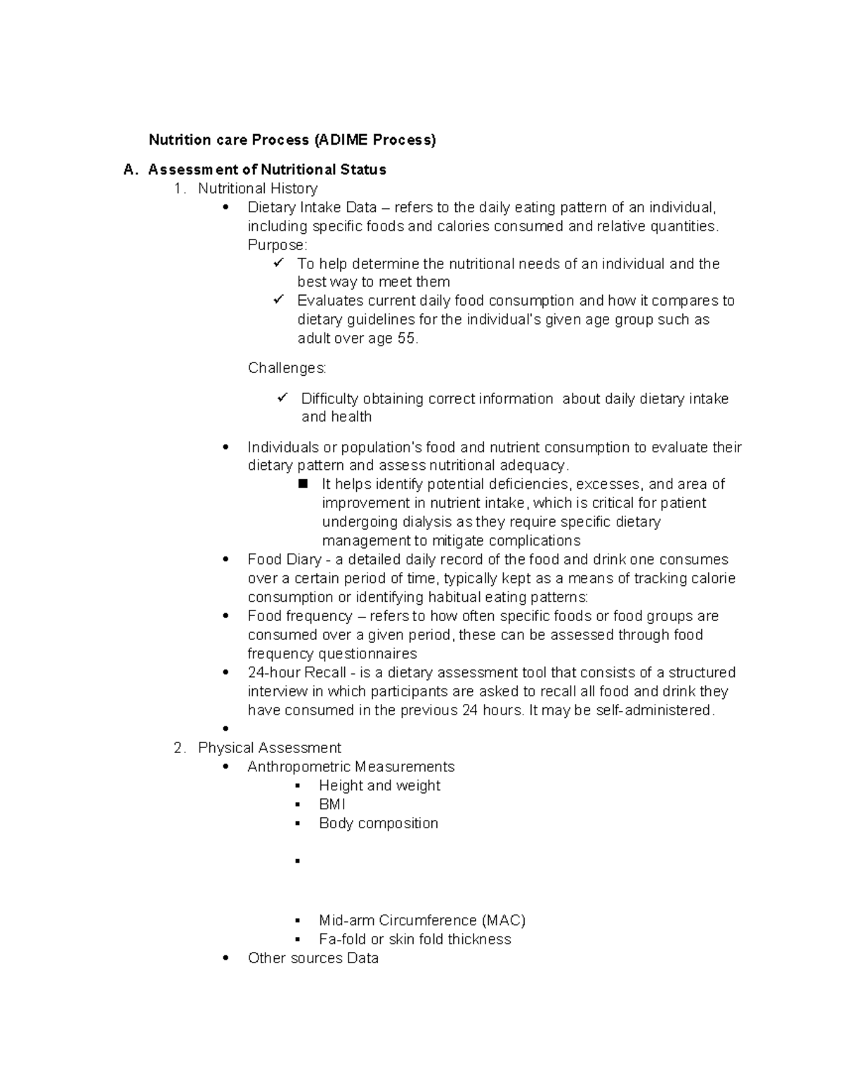 NCP - Nursing Care Process - Nutrition care Process (ADIME Process) A ...