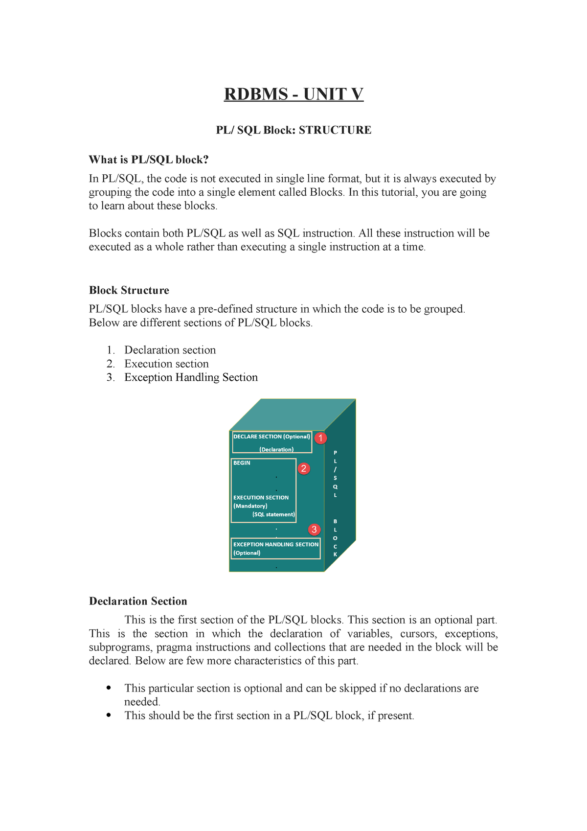 rdbms-unit-5-notes-rdbms-unit-v-pl-sql-block-structure-what