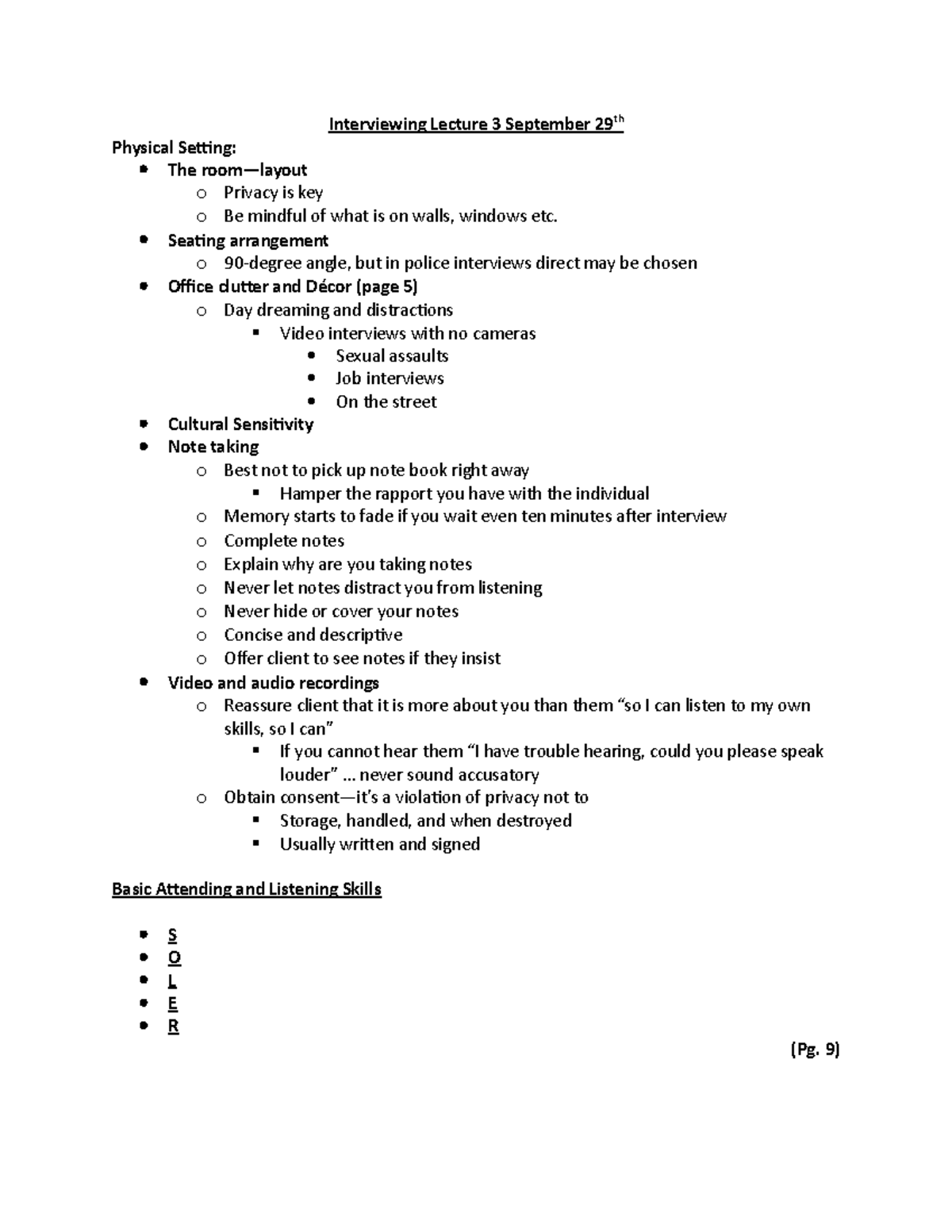 Interviewing Skills September 29th Lecture 3 - Interviewing Lecture 3 ...