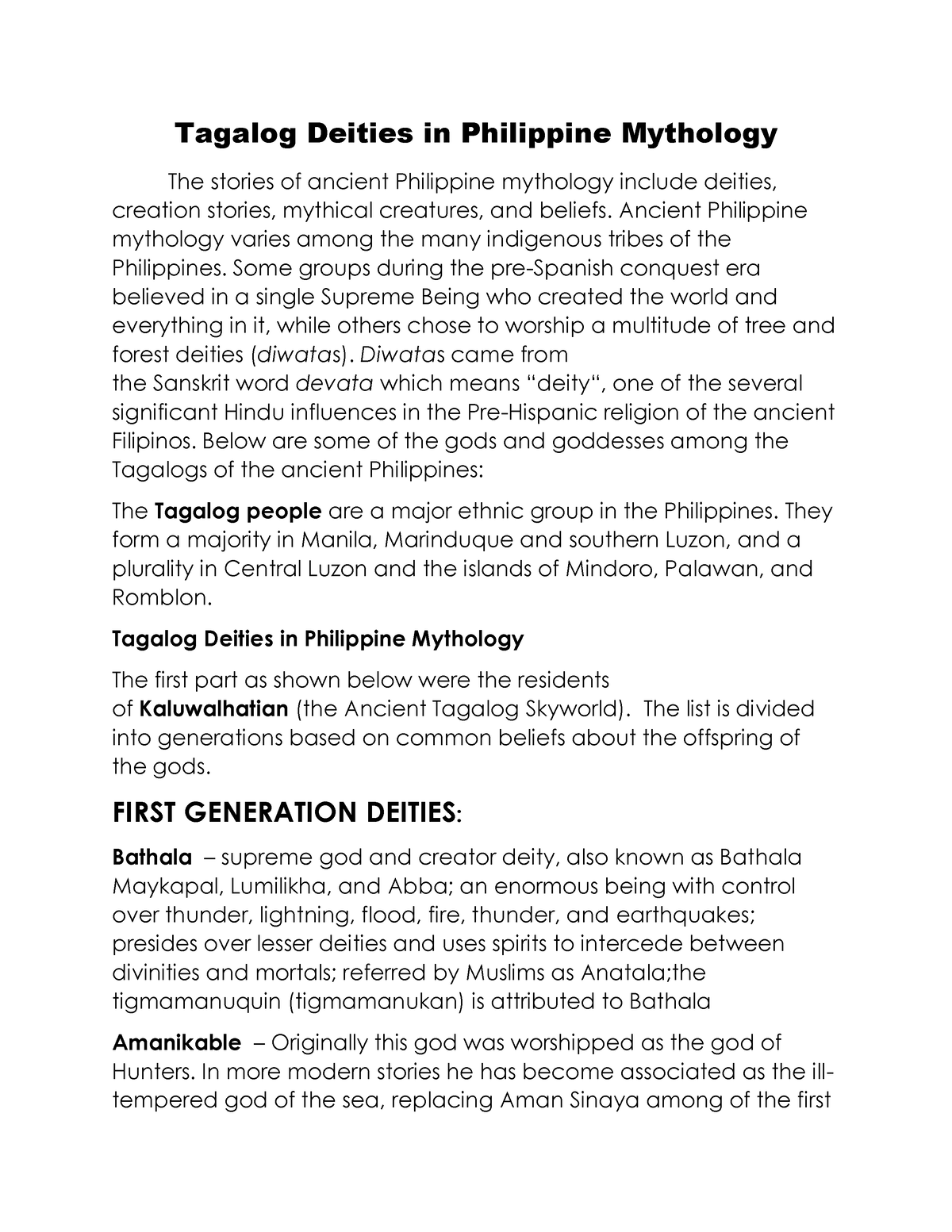 philippine mythology essay