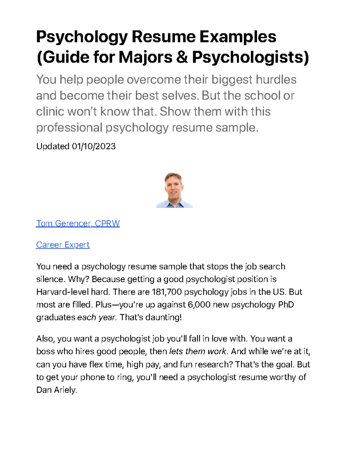 Psychology Resume Examples Psychology Resume Examples Guide For