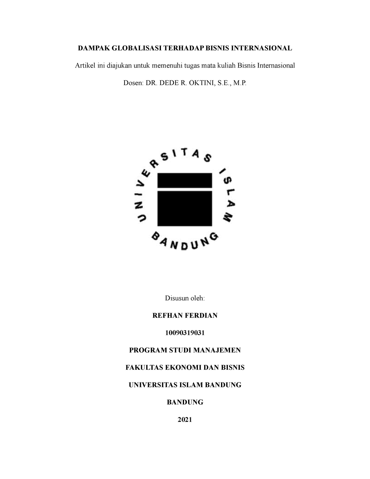 Artikel - . - DAMPAK GLOBALISASI TERHADAP BISNIS INTERNASIONAL Artikel ...