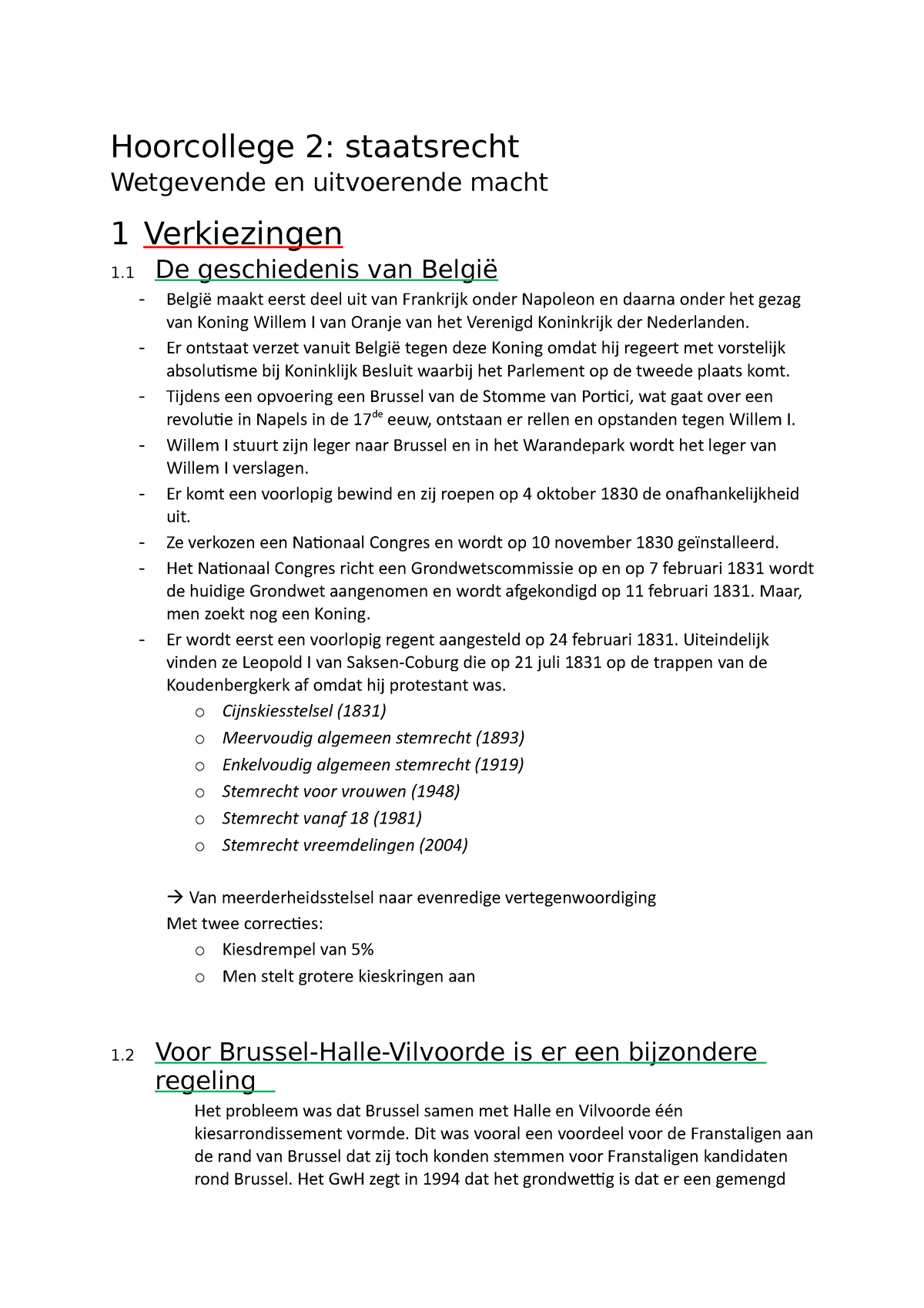 Hoorcollege 2 Staatsrecht - Hoorcollege 2: Staatsrecht Wetgevende En ...