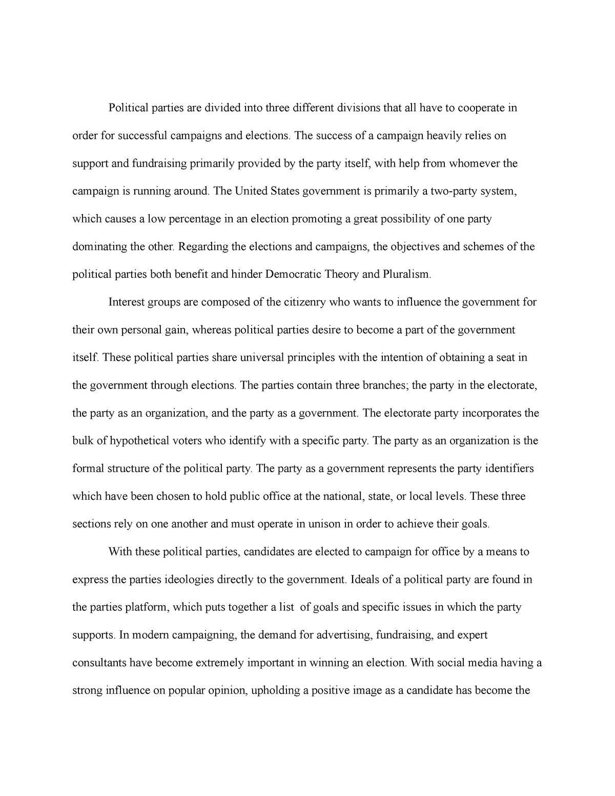 an essay on how political parties are formed