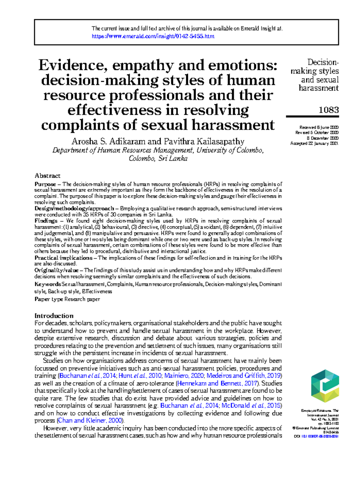 Evidence, empathy and emotions - Evidence, empathy and emotions ...