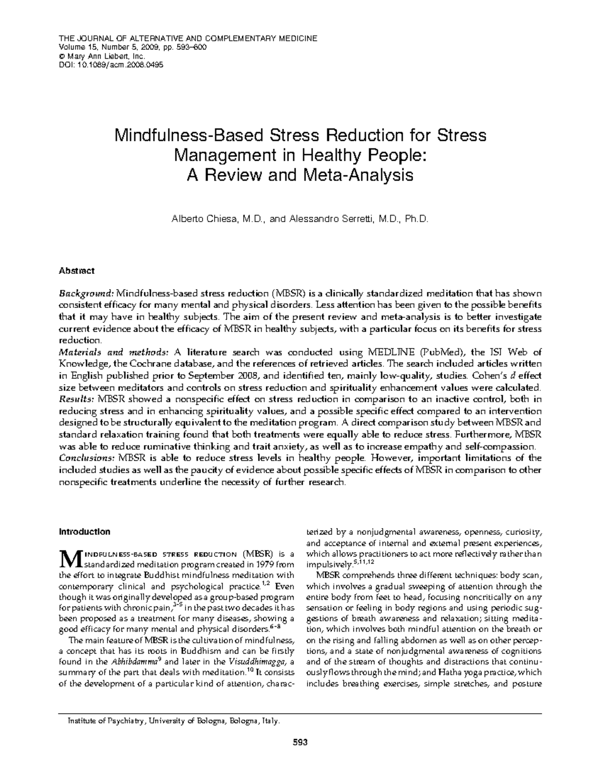 research paper topics on stress reduction