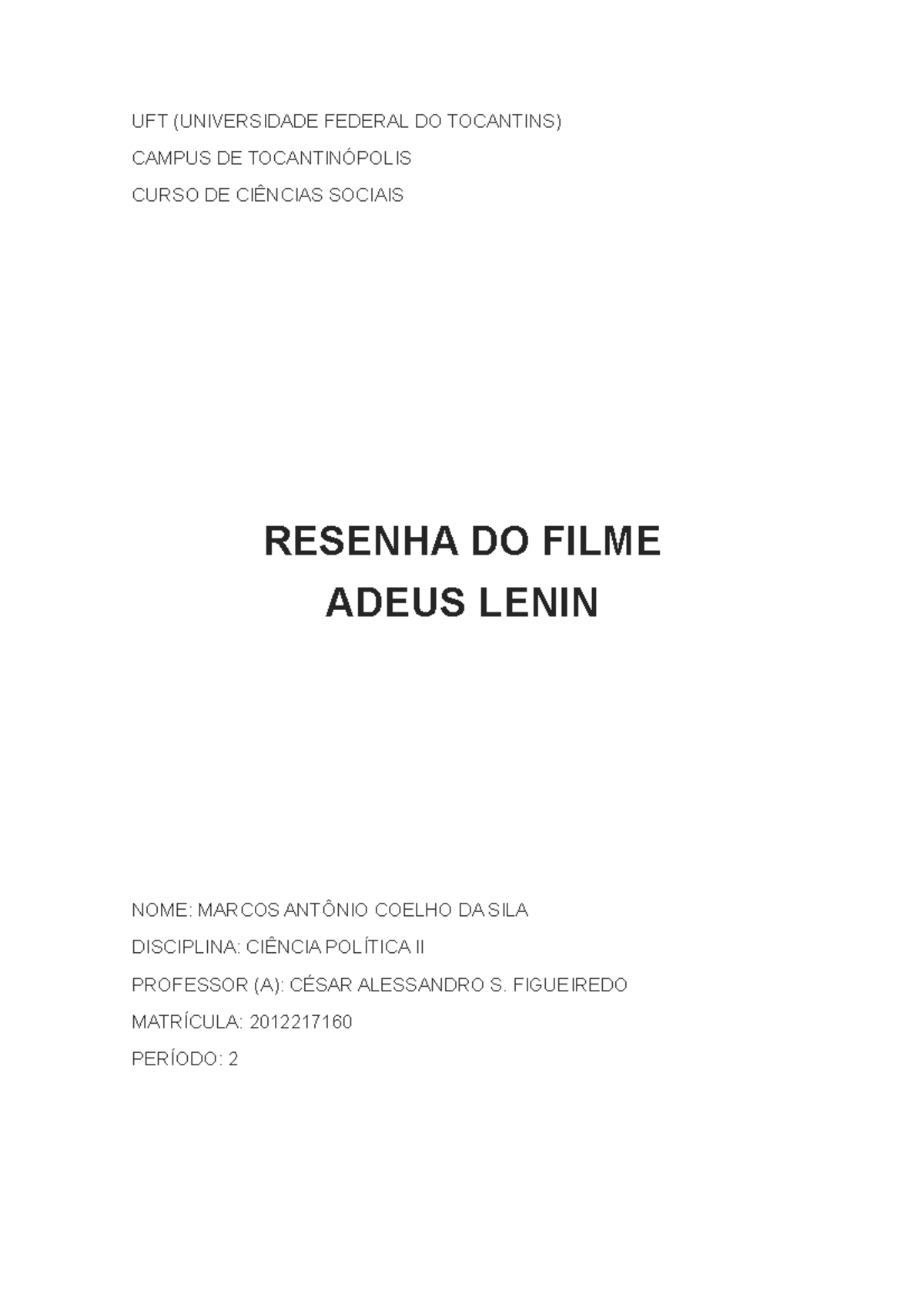 Resumo Do Filme Adeus Lênin - LIBRAIN