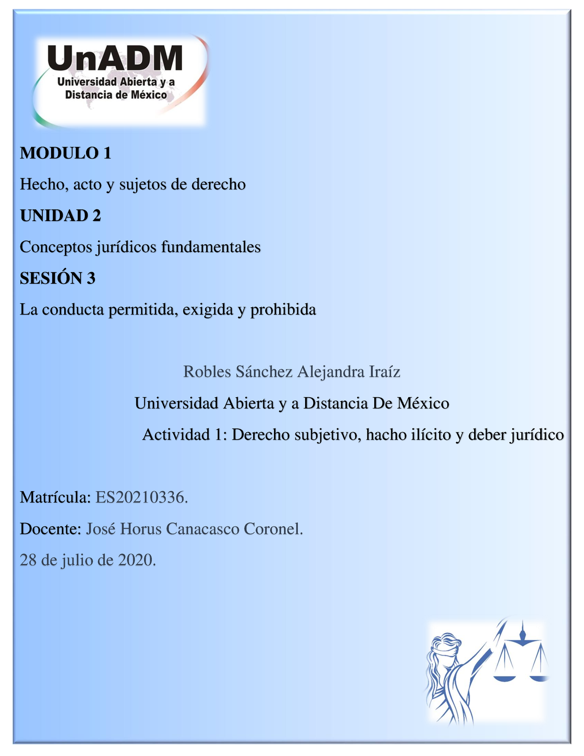 Actividad 1 Sesion 3 - MODULO 1 Hecho, Acto Y Sujetos De Derecho UNIDAD ...