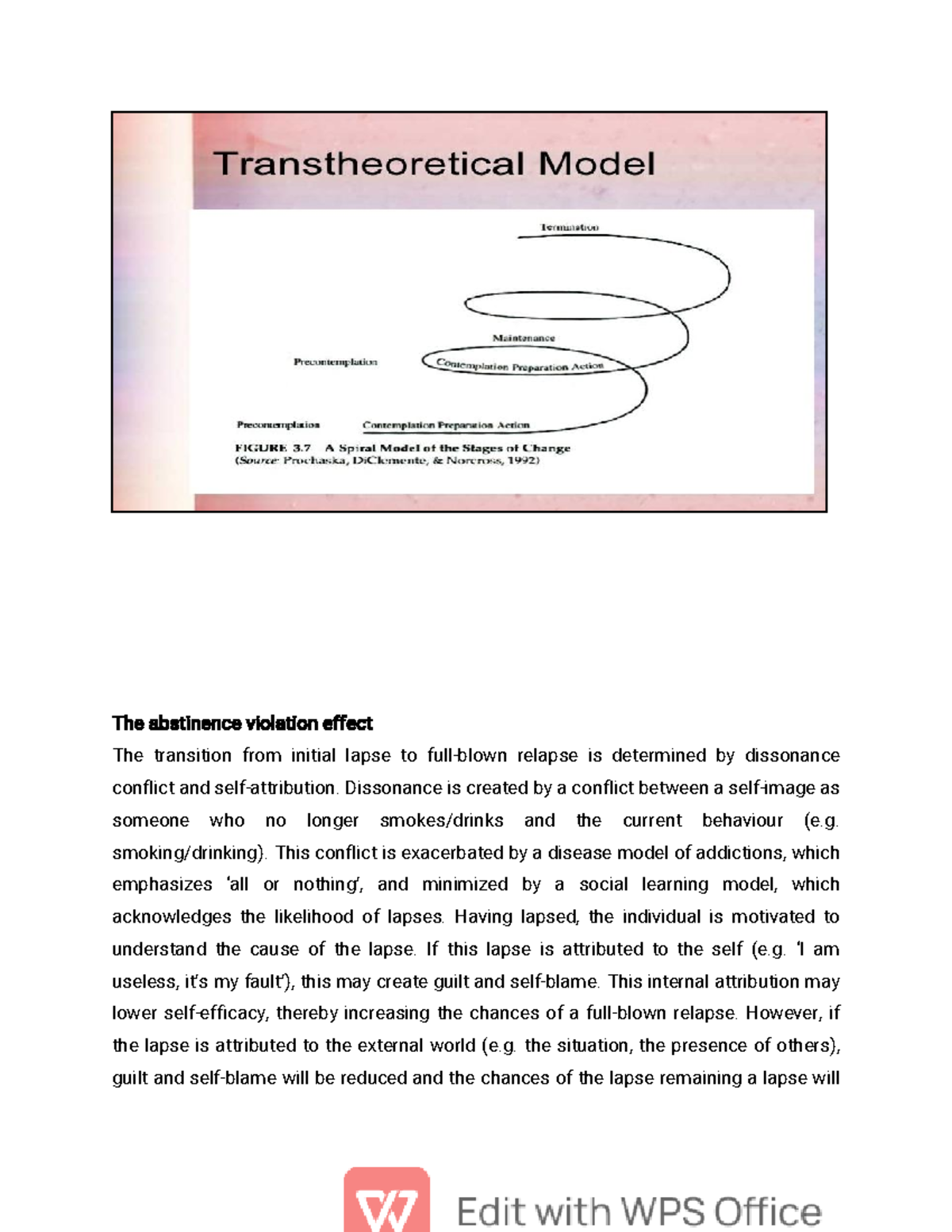 PMTeory notes imp The abstinence violation effect The transition from initial lapse to full