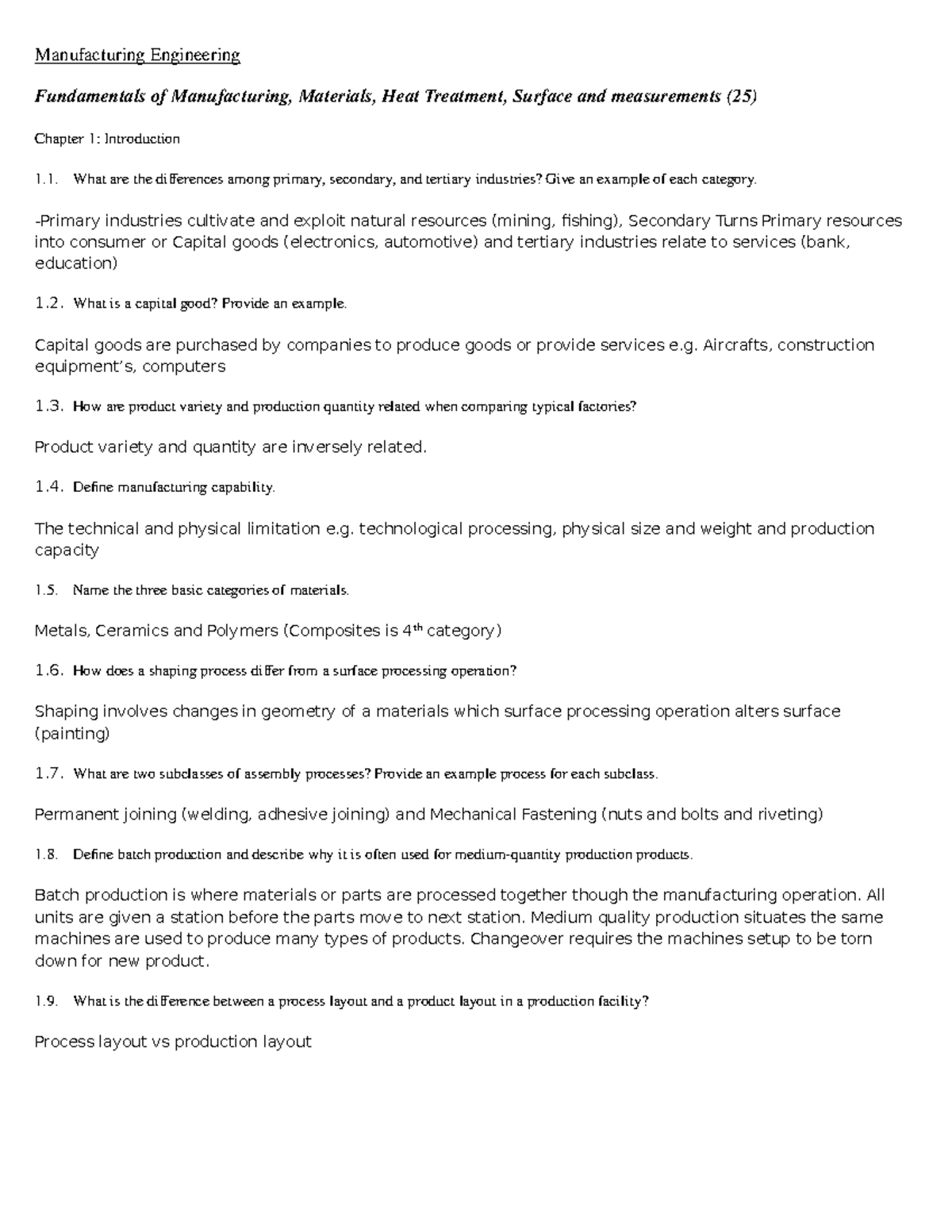 Study manufacturing - Manufacturing Engineering Fundamentals of ...