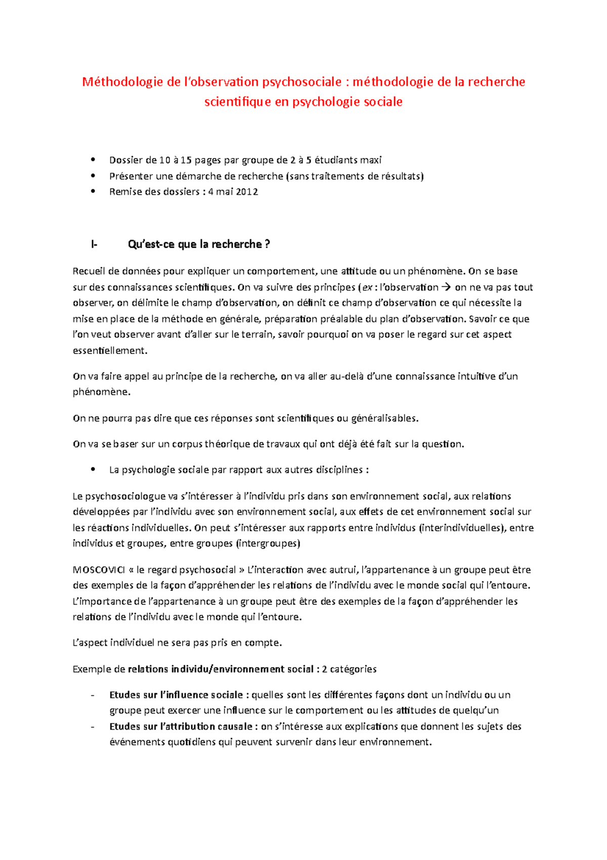 Cours-MOPS - Notes de cours tours les cours - Méthodologie de l ...